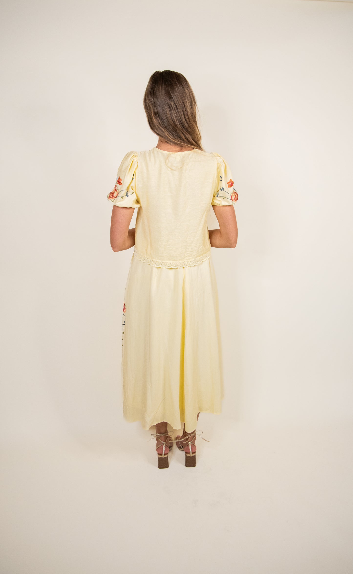 The Wren Embroidered Set in Sunshine Yellow