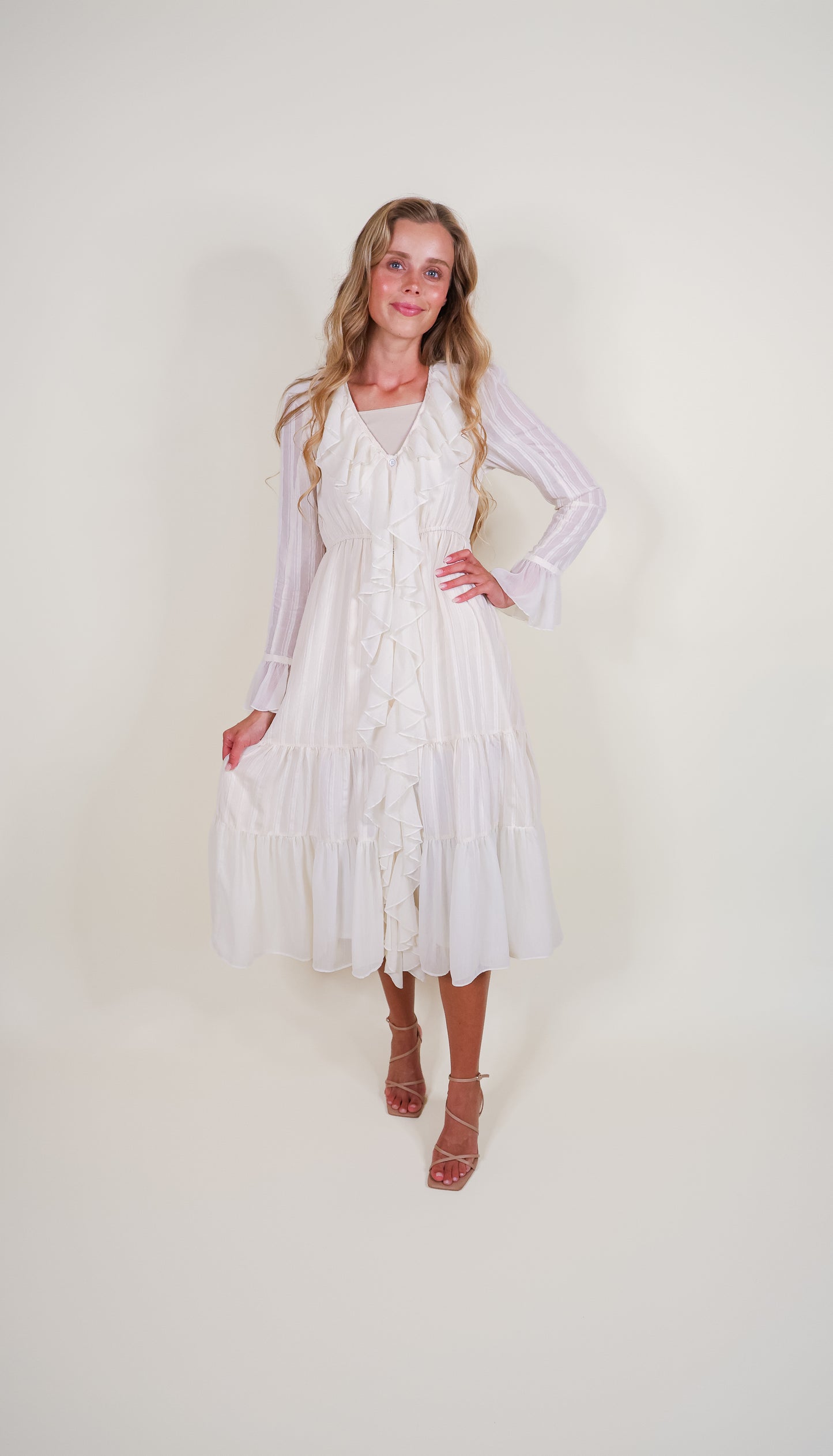 The Lucy Ruffle Dress in Buttercream