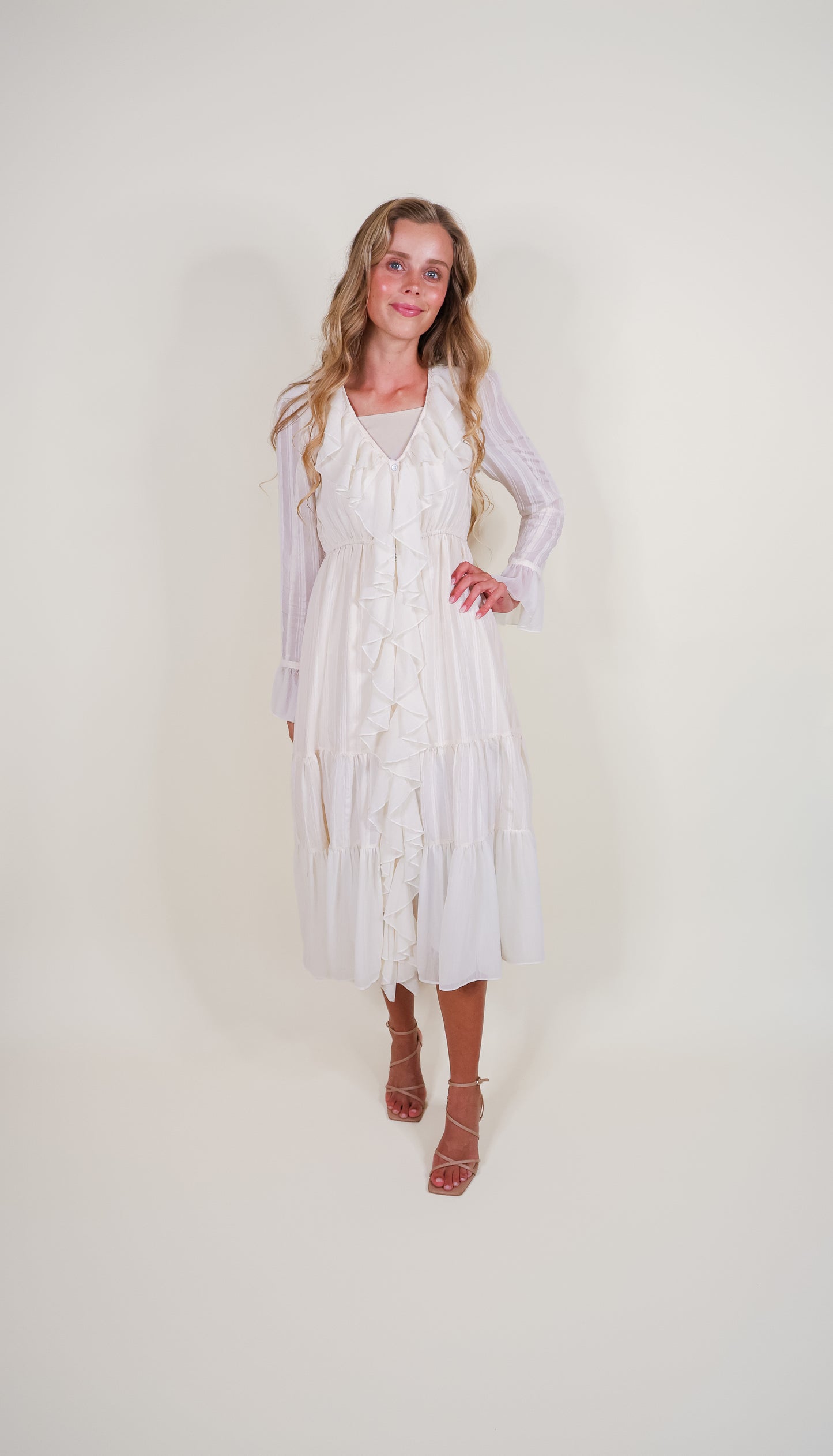 The Lucy Ruffle Dress in Buttercream
