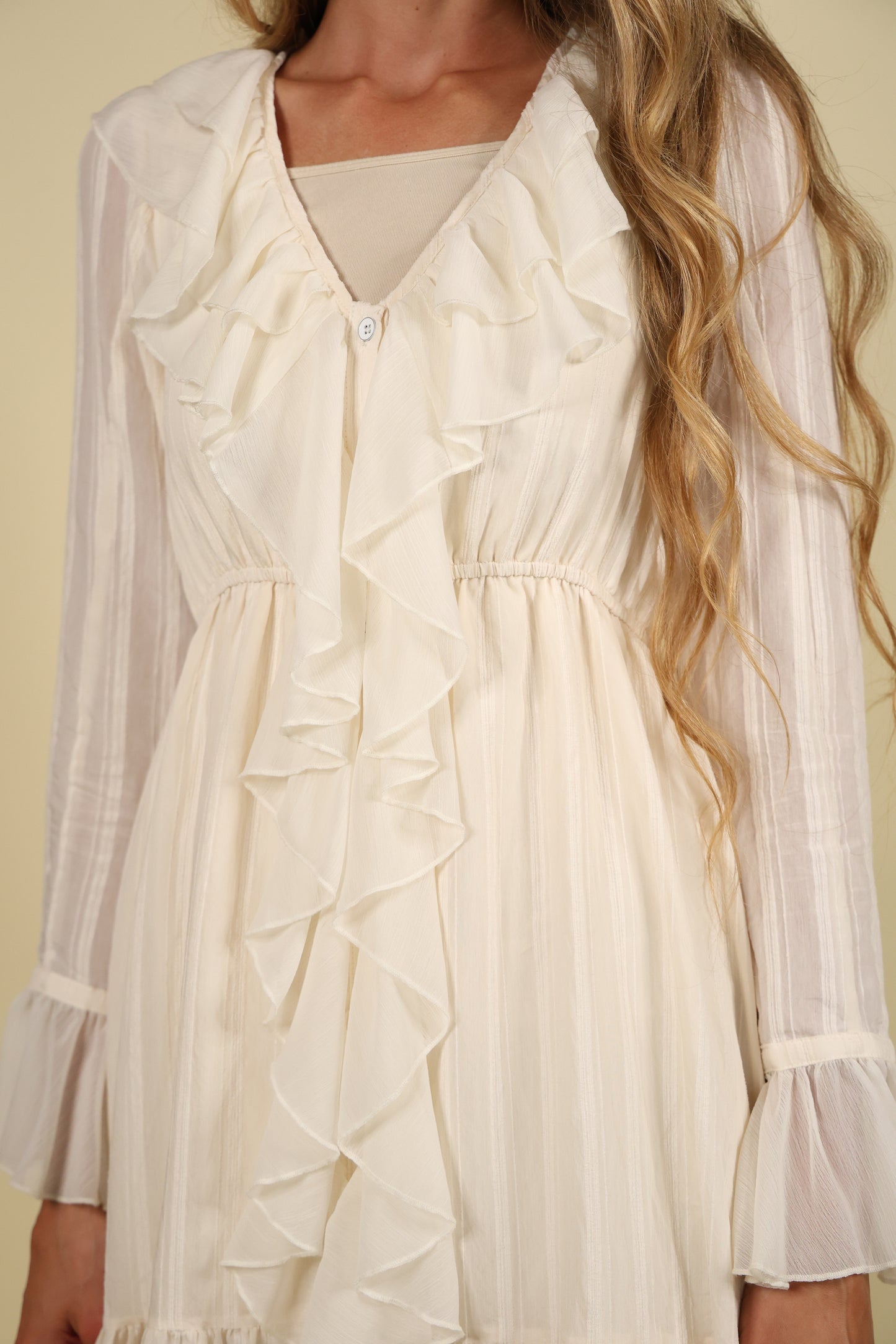 The Lucy Ruffle Dress in Buttercream
