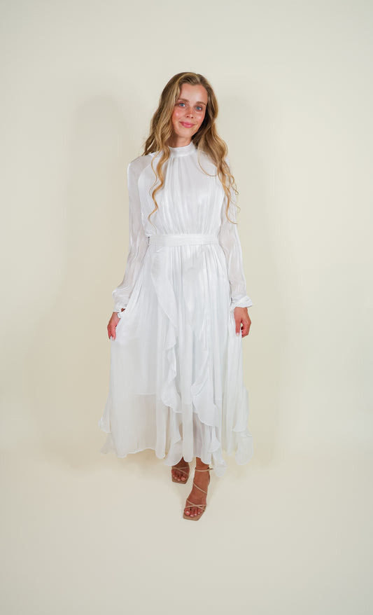 The Eleanor Shimmer Dress in Pearl