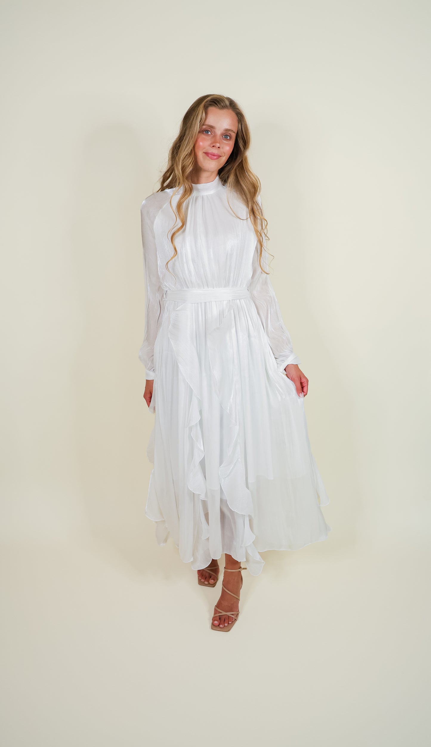 The Eleanor Shimmer Dress in Pearl