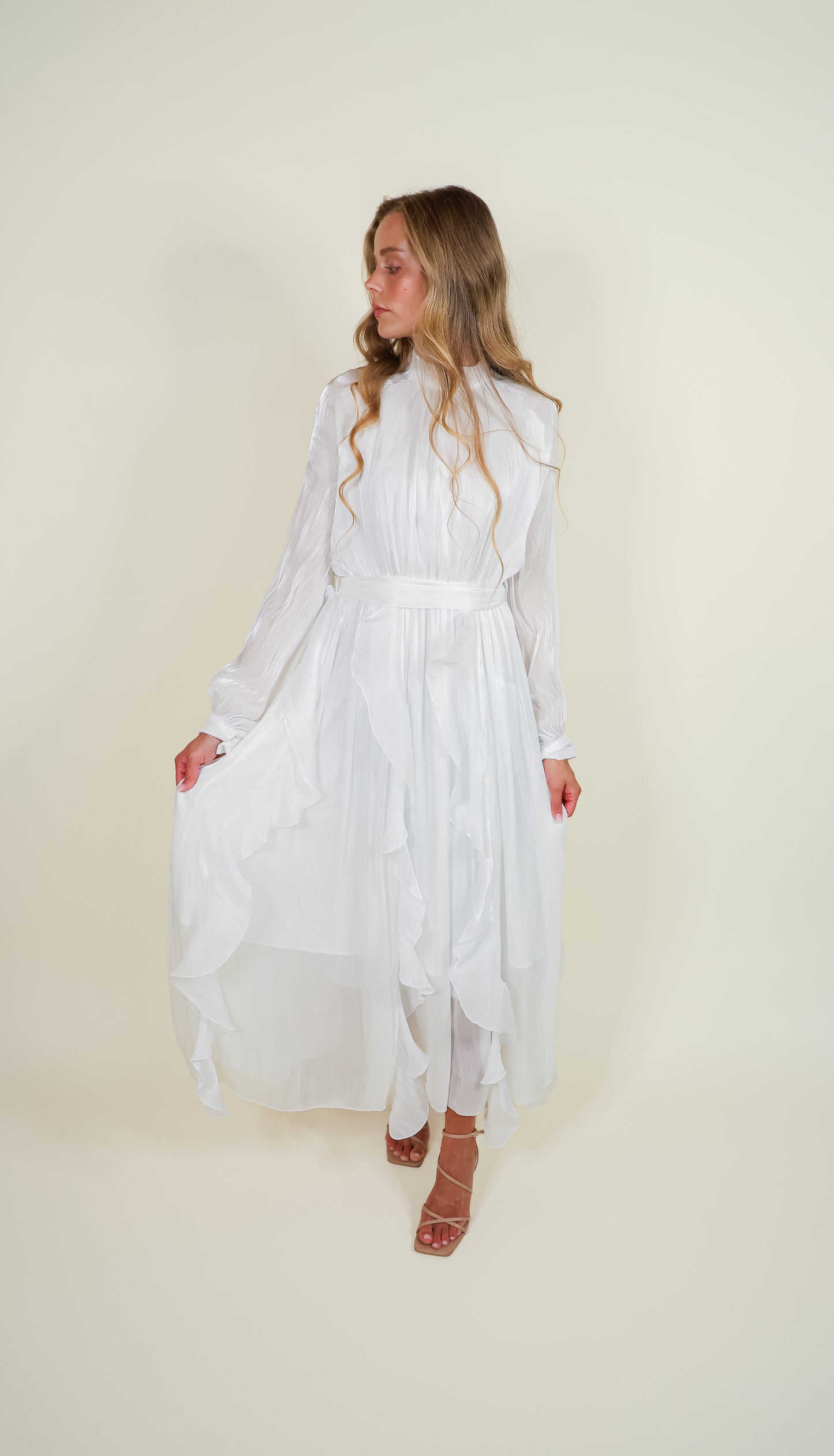 The Eleanor Shimmer Dress in Pearl