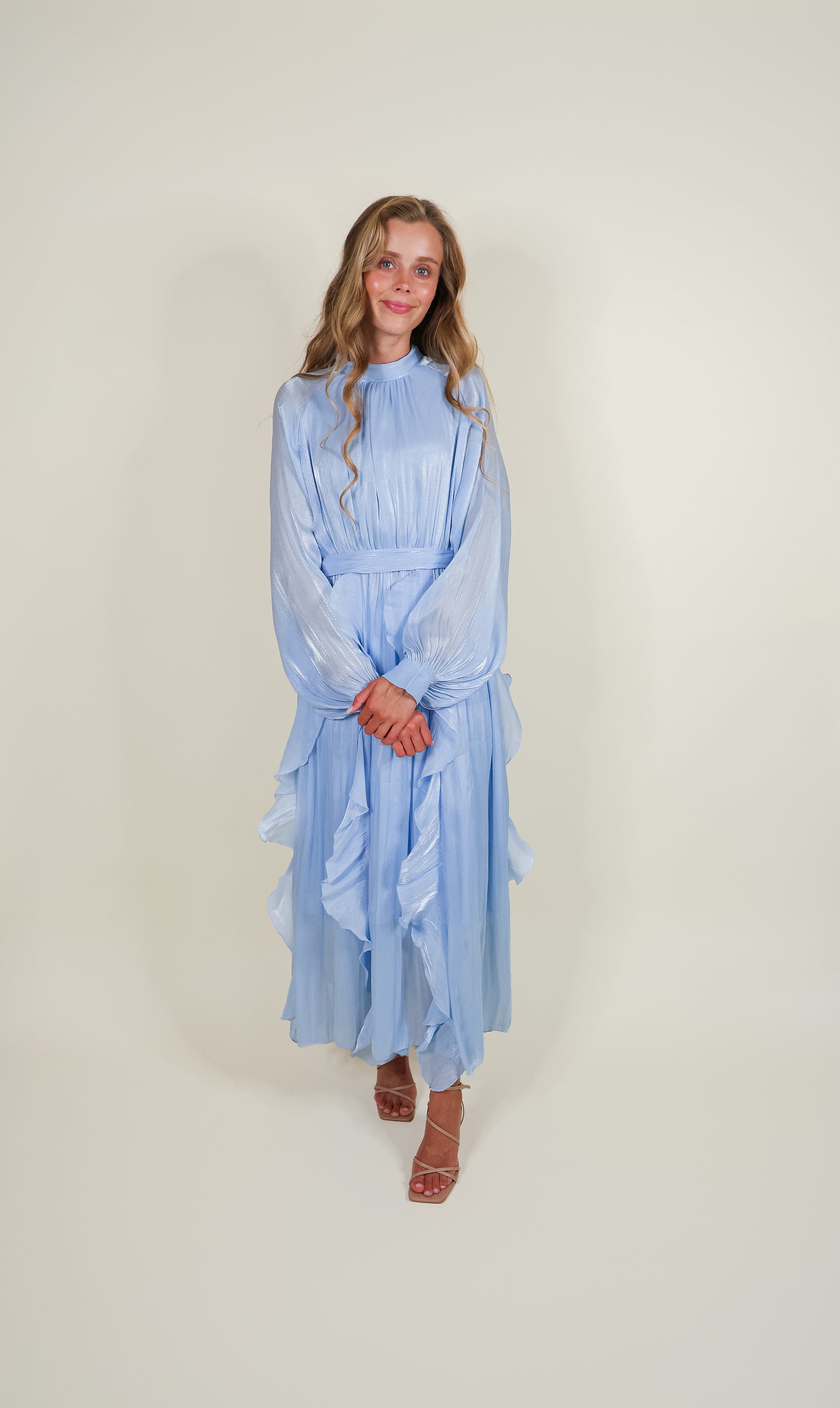 The Eleanor Shimmer Dress in Cinderella Blue