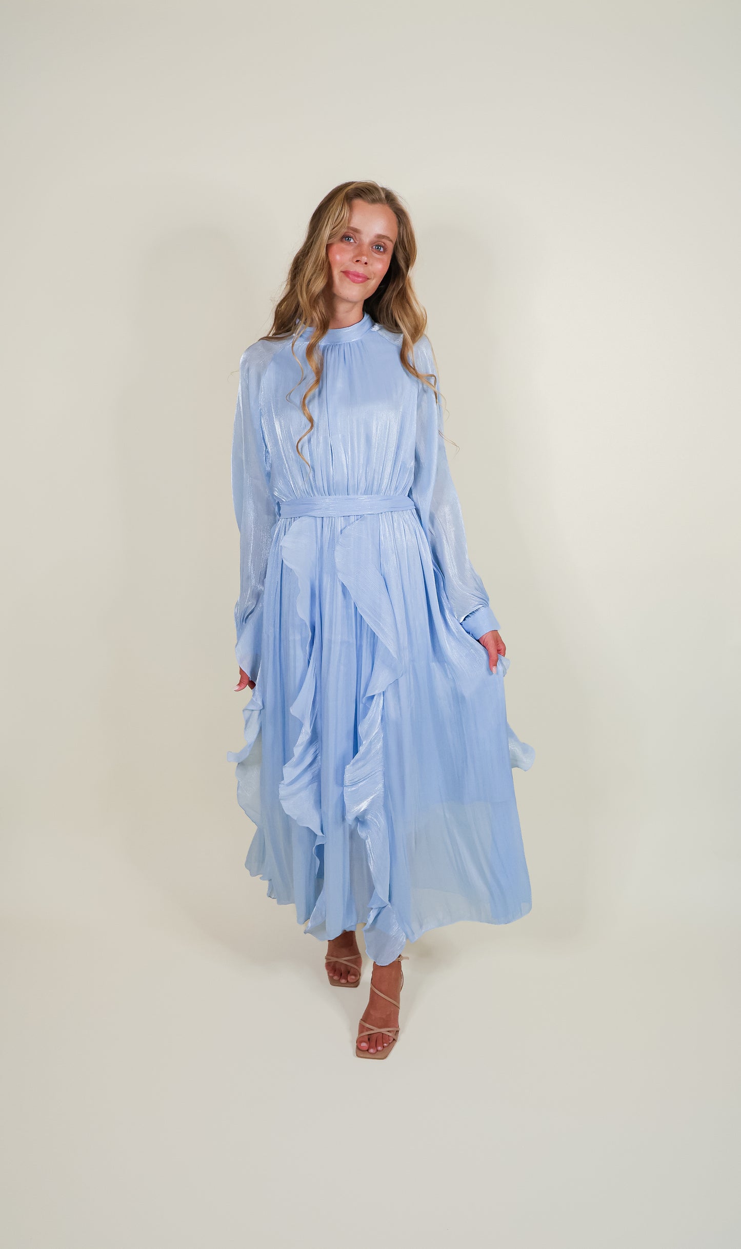The Eleanor Shimmer Dress in Cinderella Blue