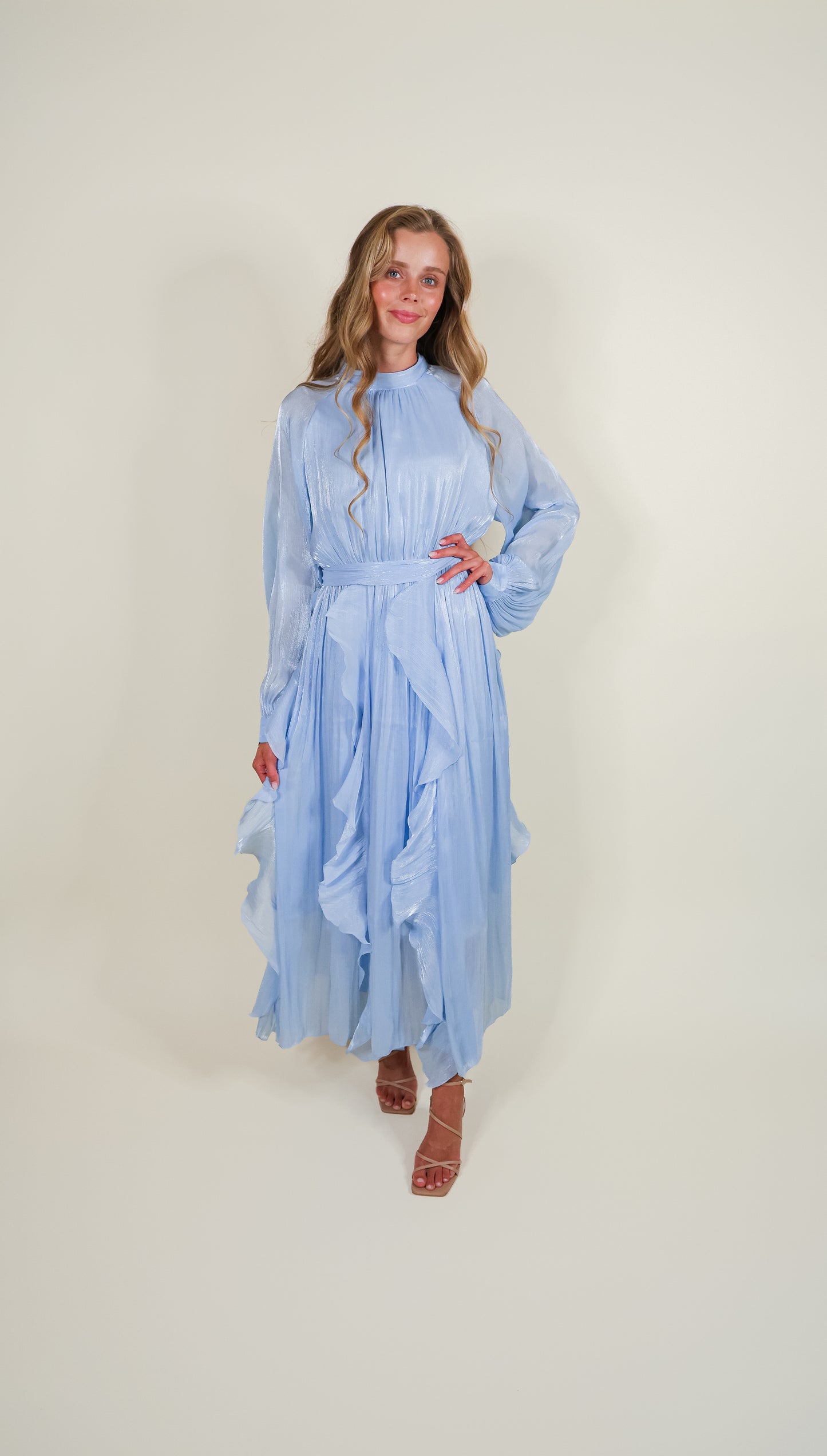 The Eleanor Shimmer Dress in Cinderella Blue