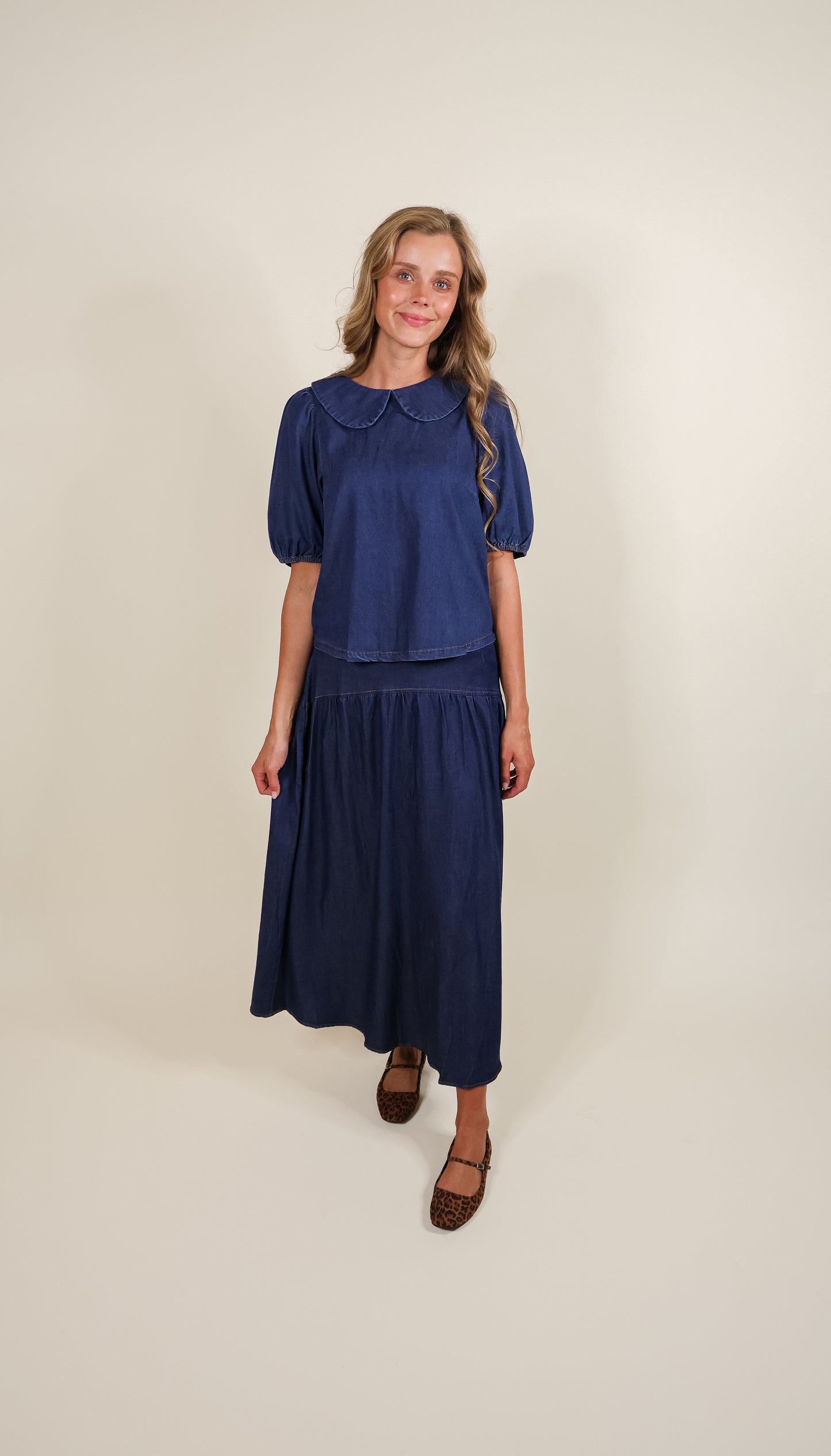 The Birdie Denim Skirt Set