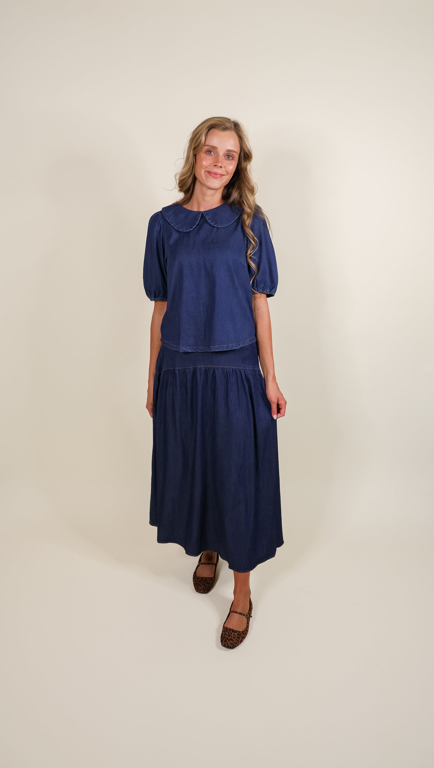The Birdie Denim Skirt Set