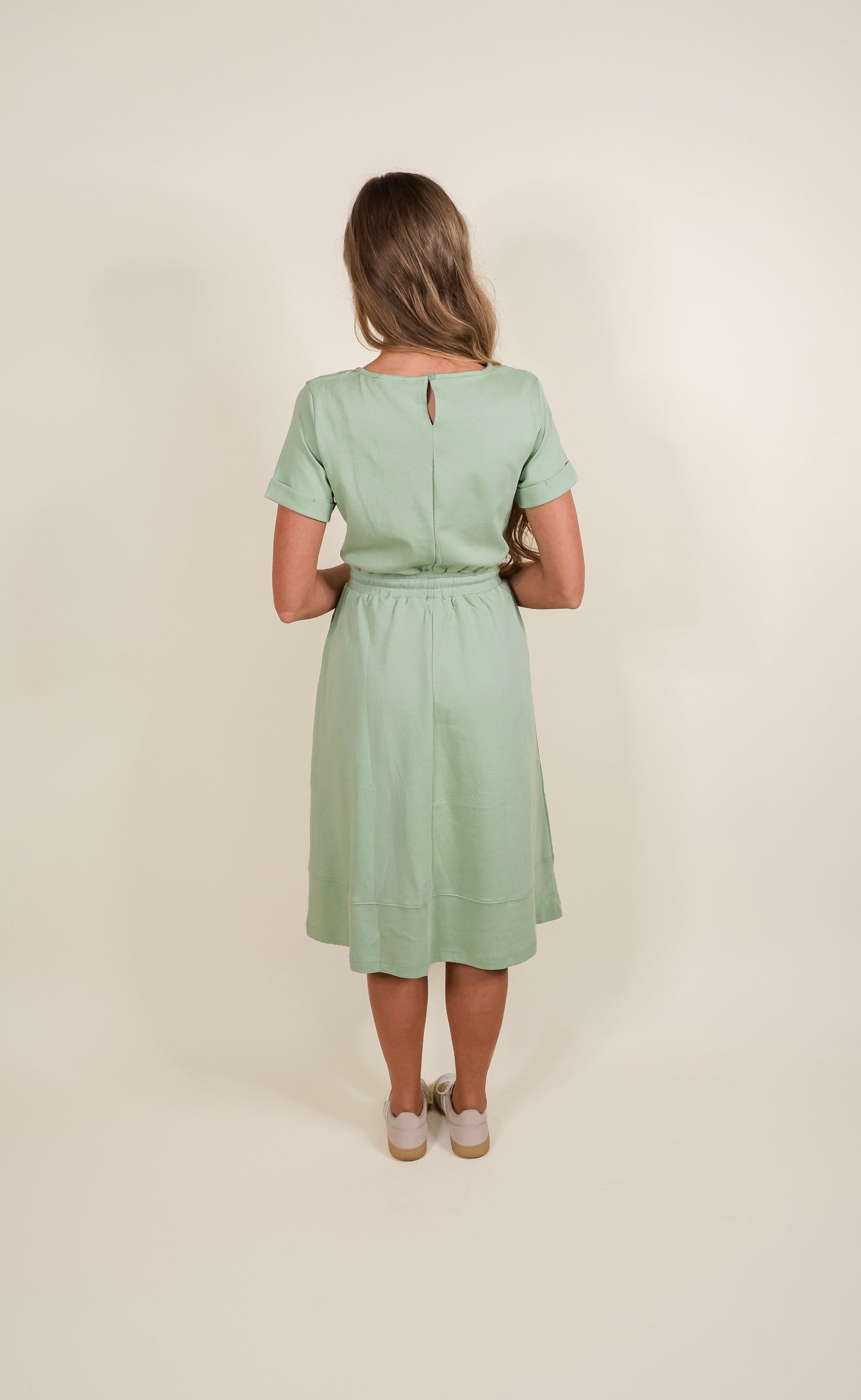 RESTOCKED - The Maren 100% Cotton Ponte Lounge Dress in Sage