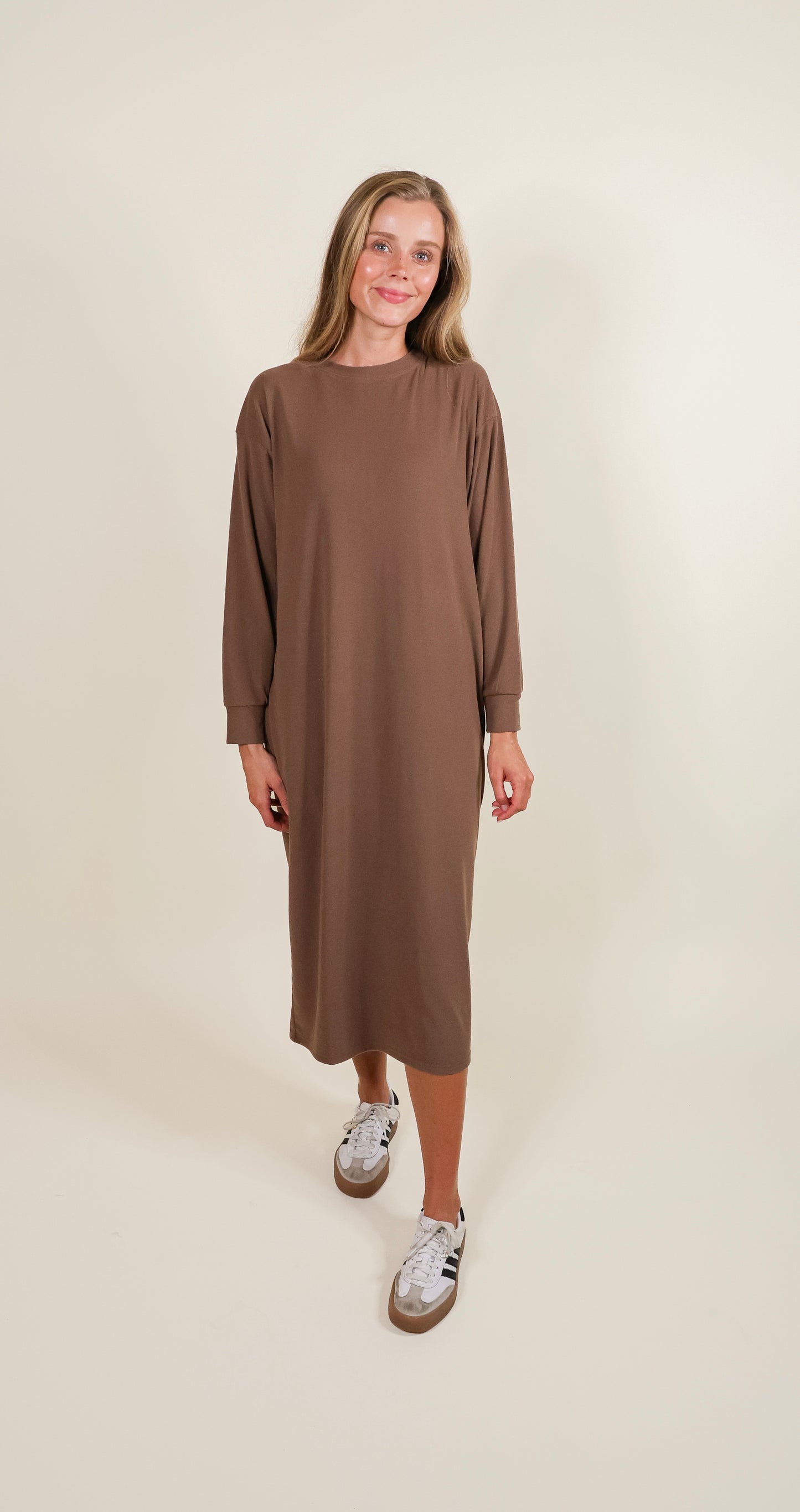 The Elliot Sweatshirt Dress in Chestnut