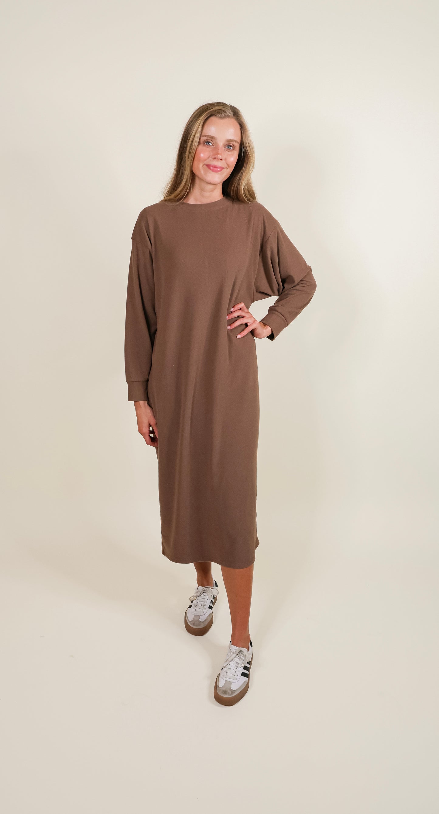 The Elliot Sweatshirt Dress in Chestnut