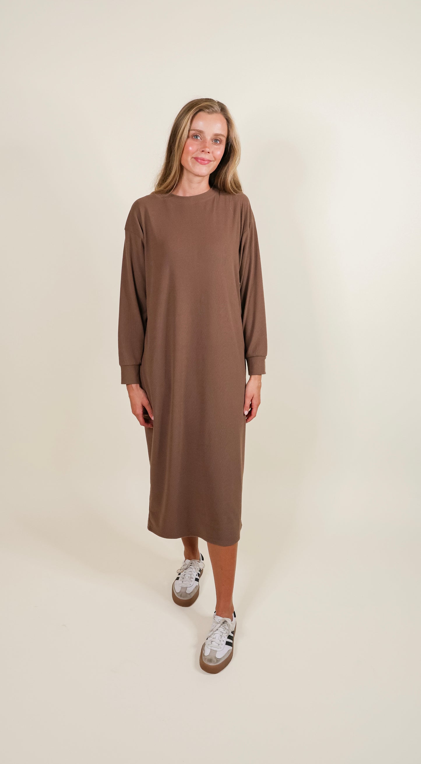 The Elliot Sweatshirt Dress in Chestnut