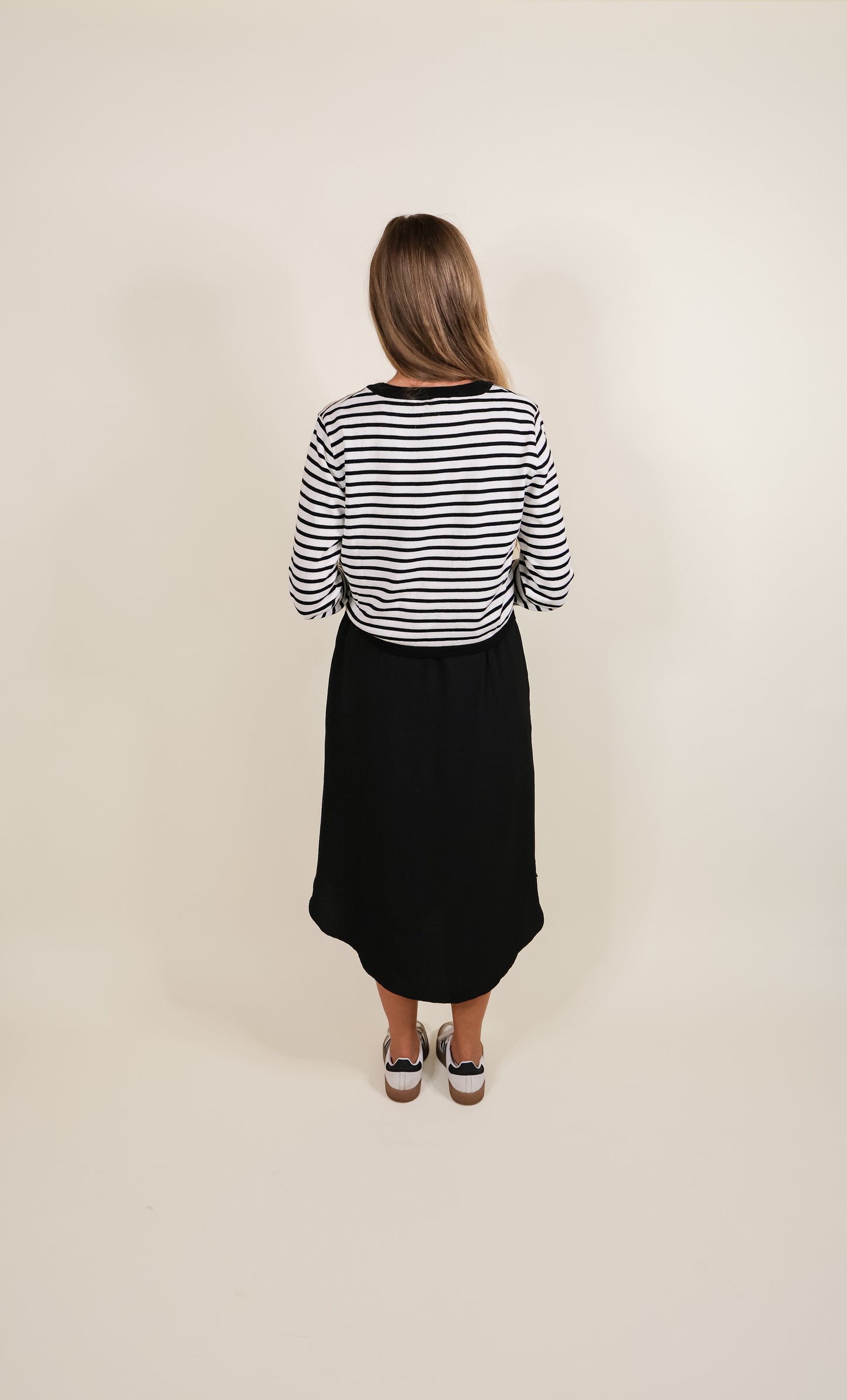 The Indi Knit Sweater & Dress Set - Black & Ivory Stripes
