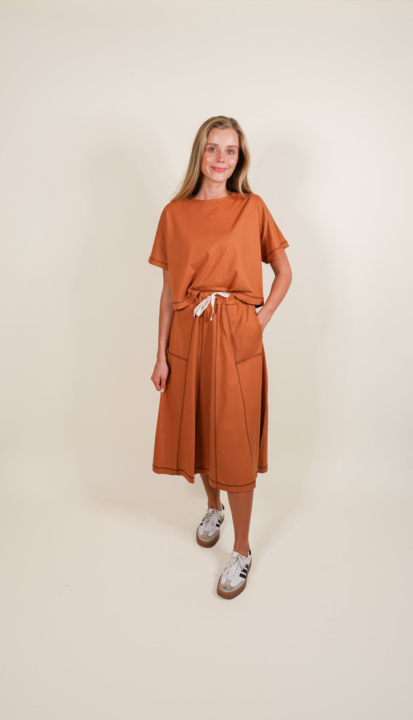 The Marley Lounge Set in Rust - 100% Cotton
