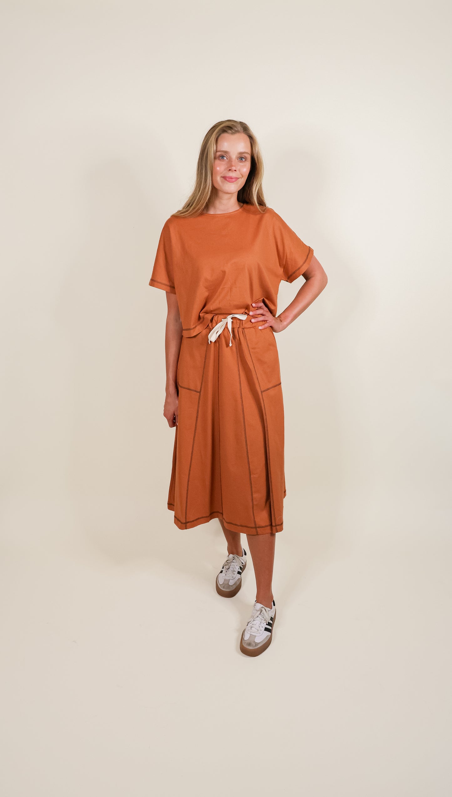 The Marley Lounge Set in Rust - 100% Cotton