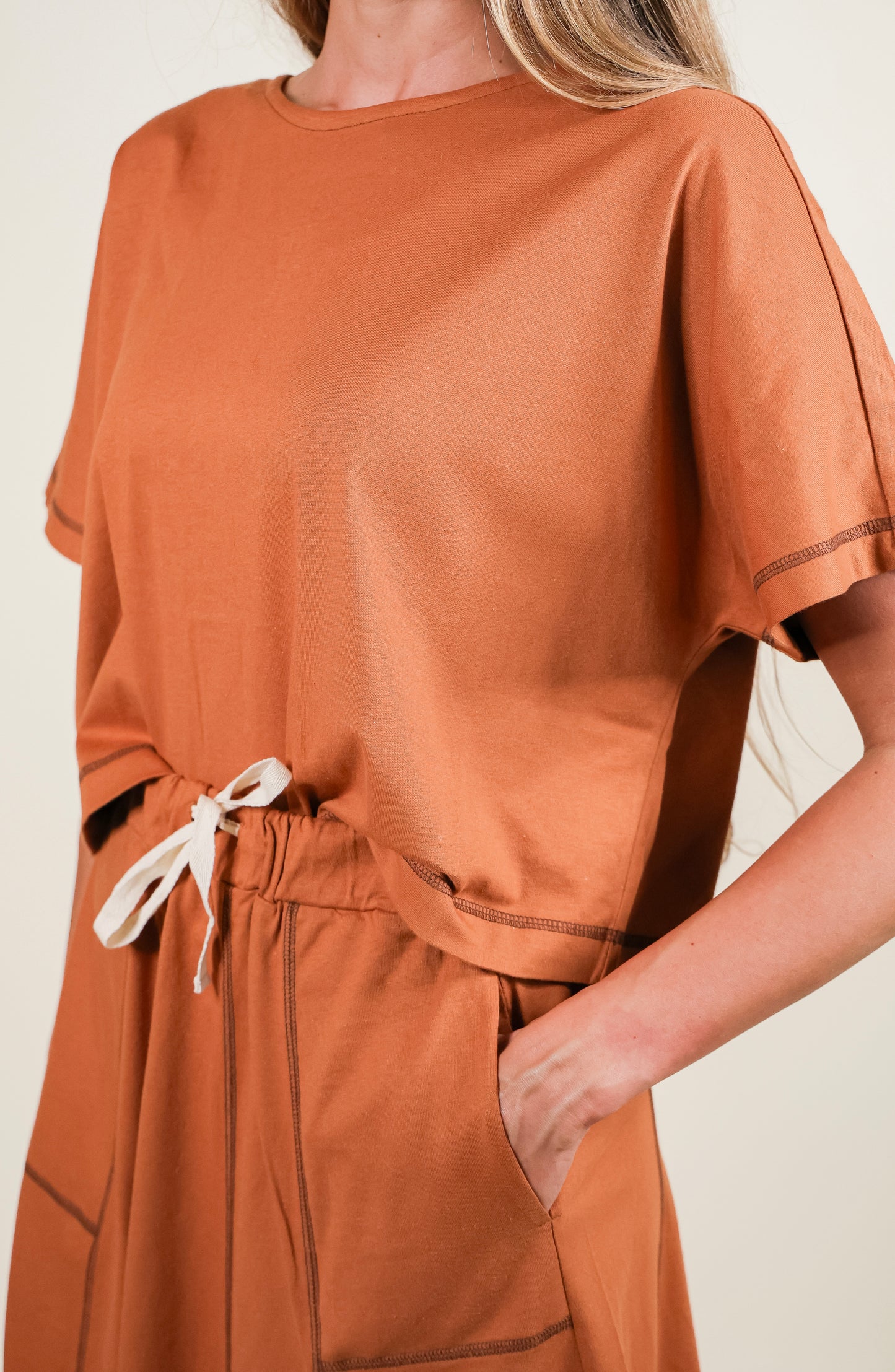 The Marley Lounge Set in Rust - 100% Cotton