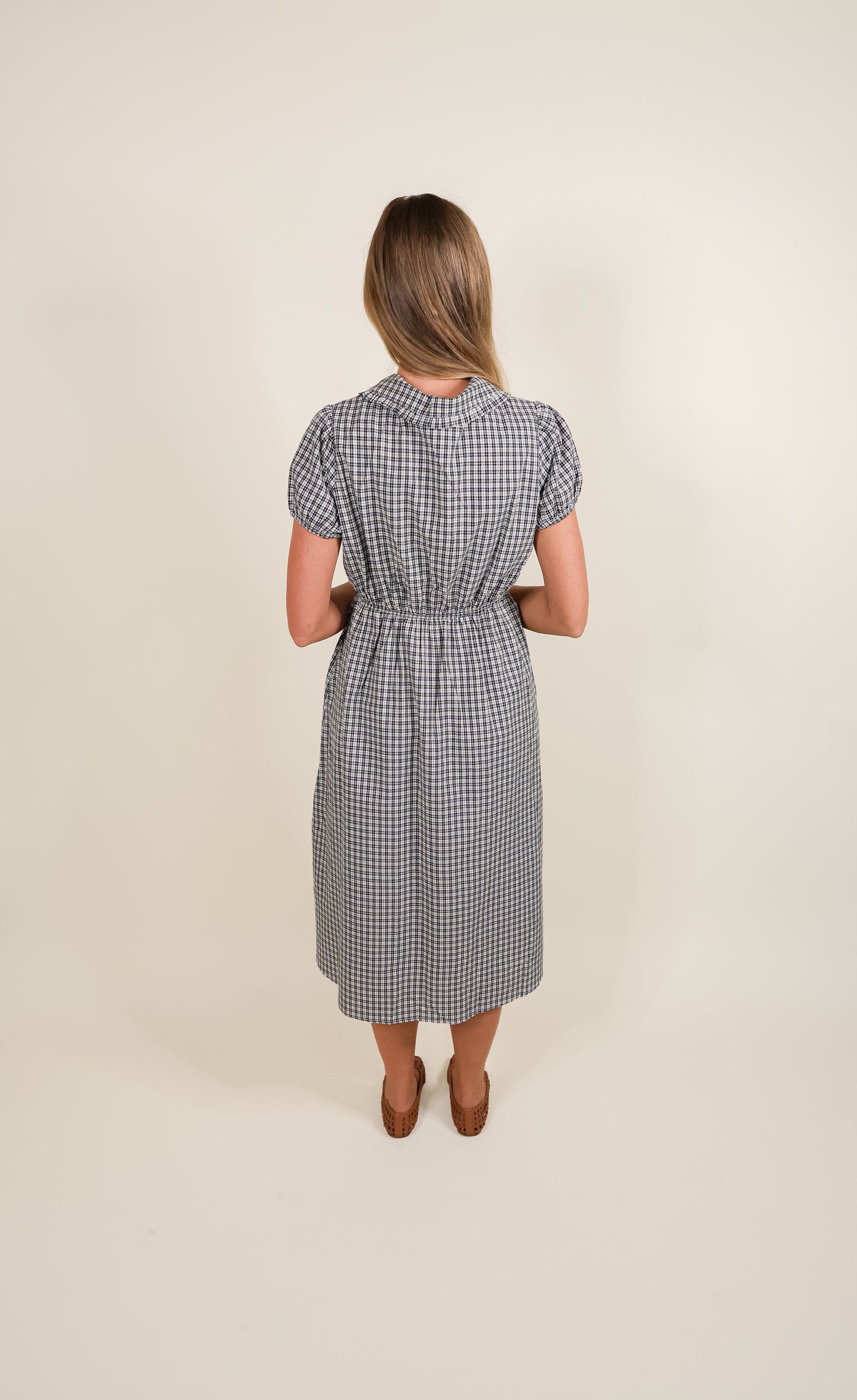 The Collette Shirt Dress in Navy Plaid - 100% Cotton