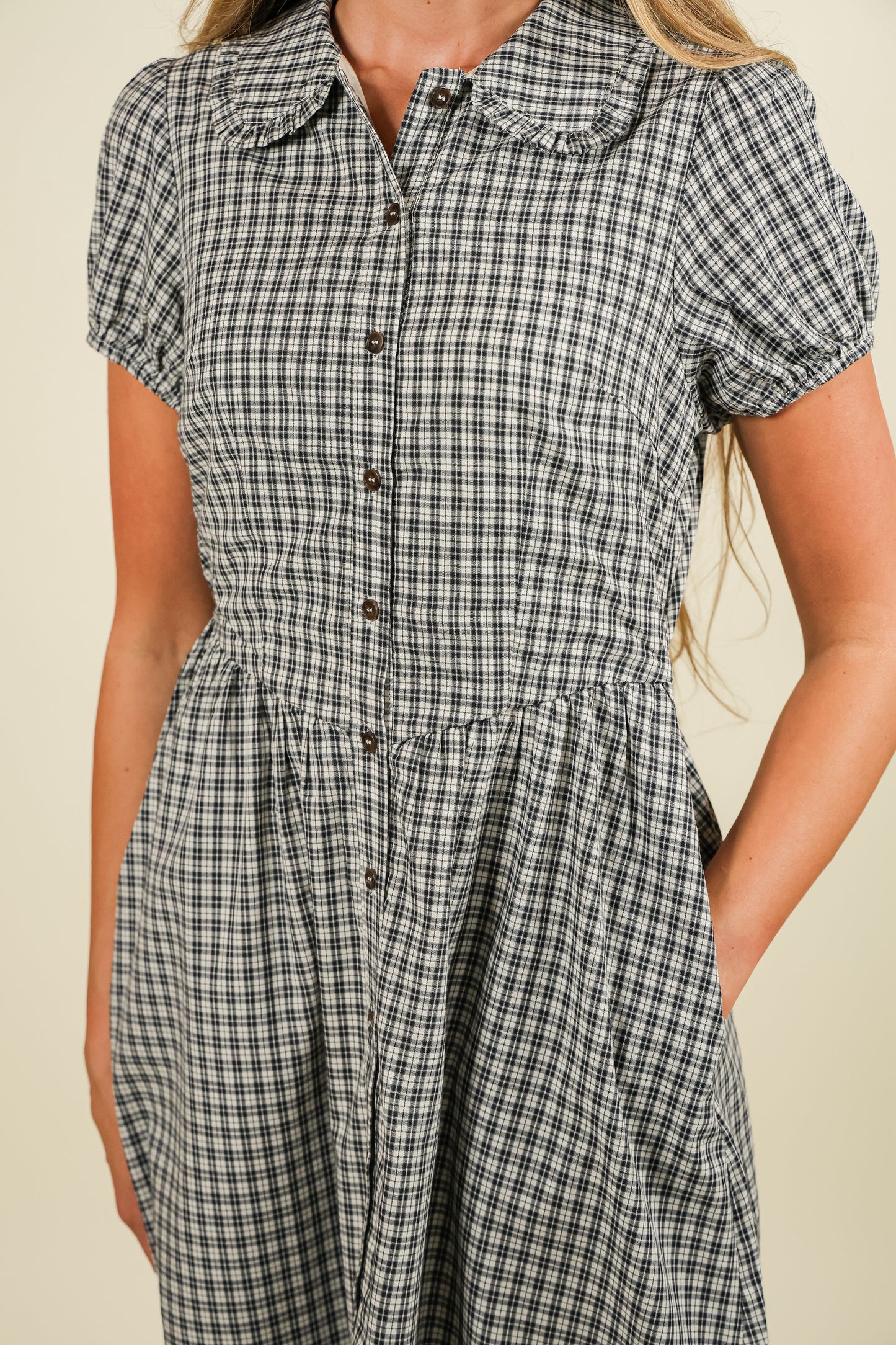 The Collette Shirt Dress in Navy Plaid - 100% Cotton