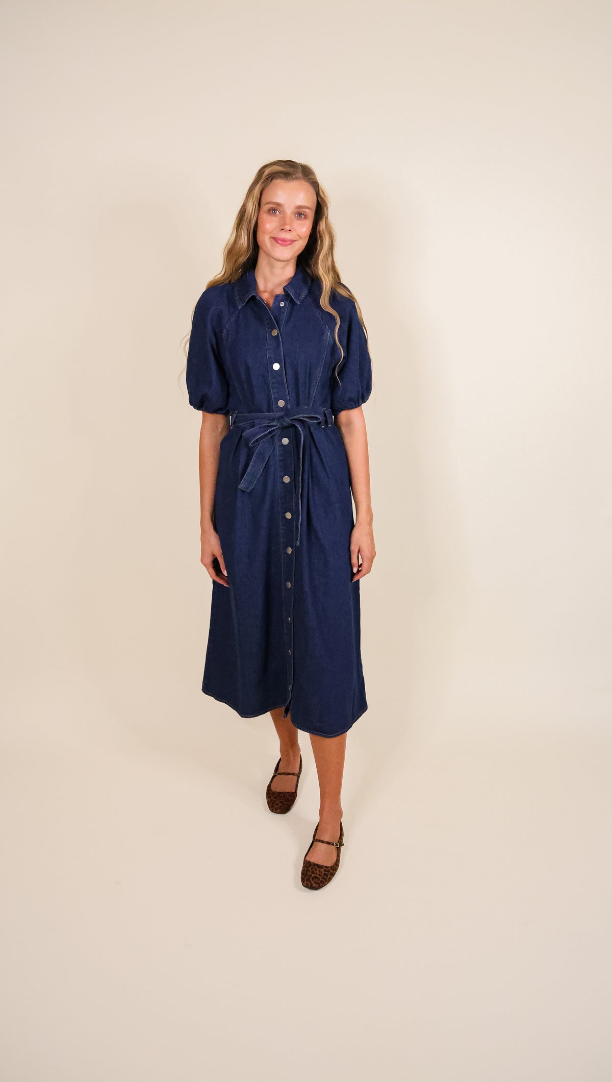The Stella Snap Denim Shirt Dress