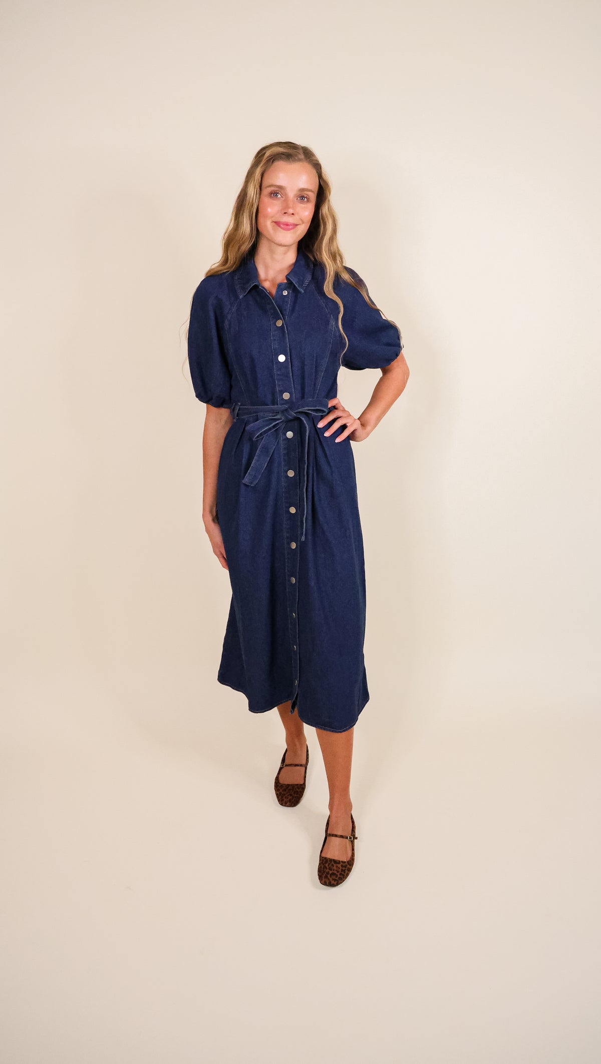 The Stella Snap Denim Shirt Dress