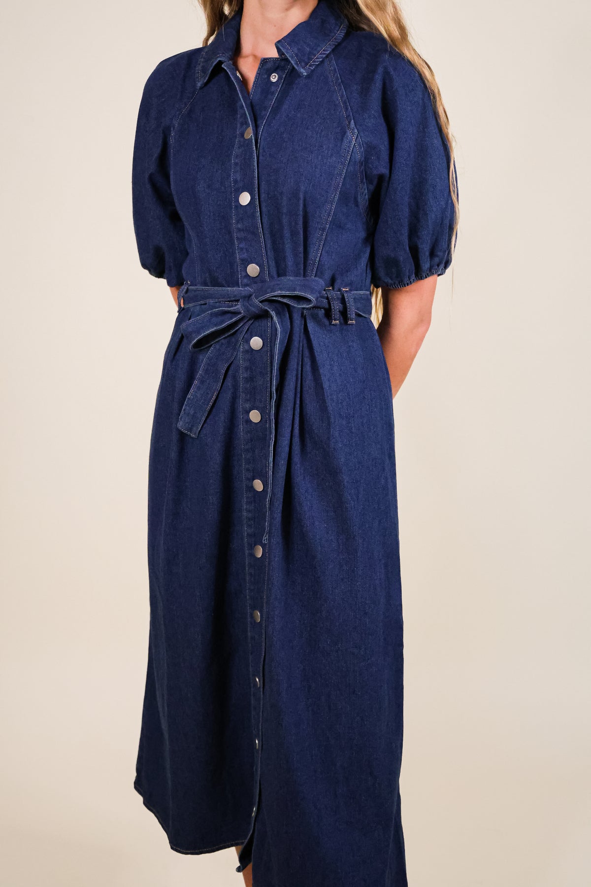 The Stella Snap Denim Shirt Dress