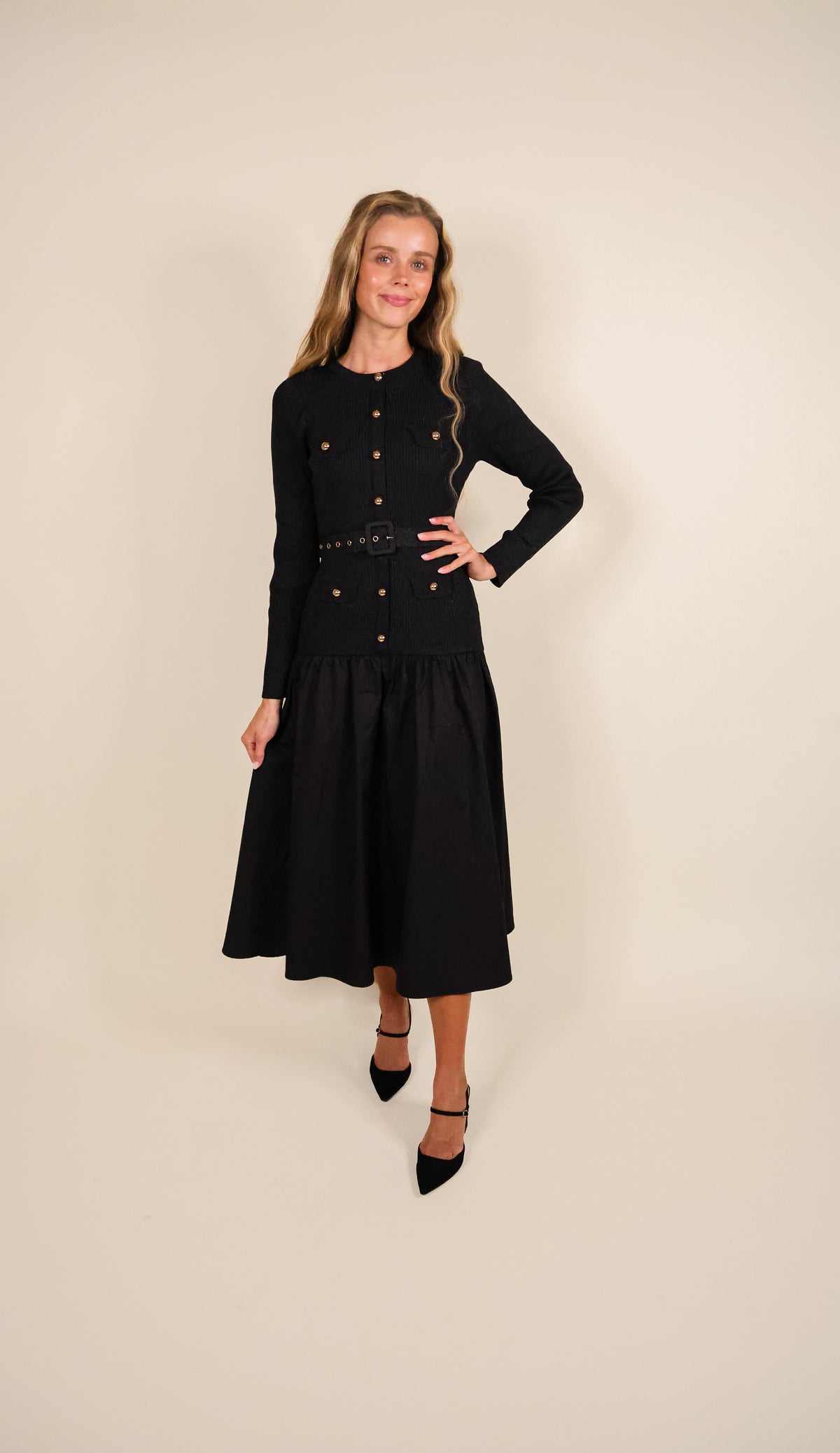 The Camille Drop Waist Knit Dress