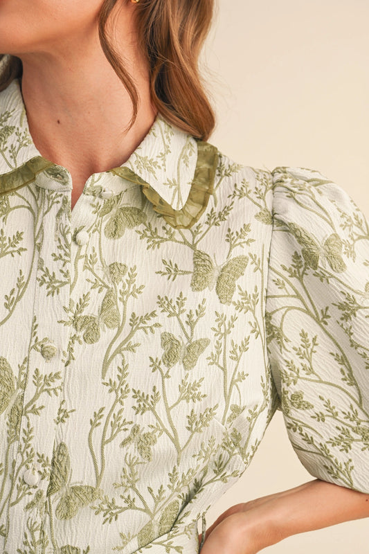 The Lucy Jacquard Bubble Sleeve Dress