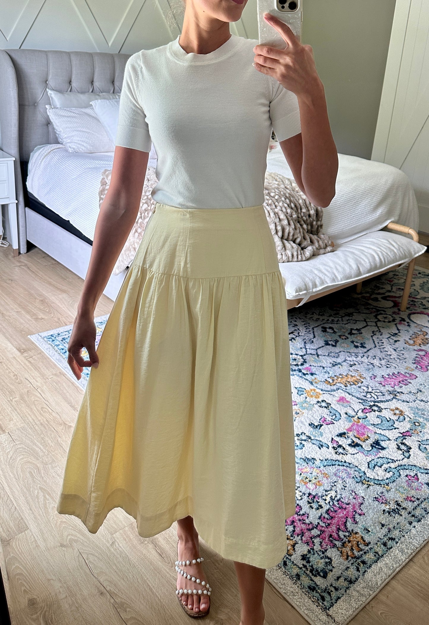 The Allison Basque Waist Skirt in Butter Yellow