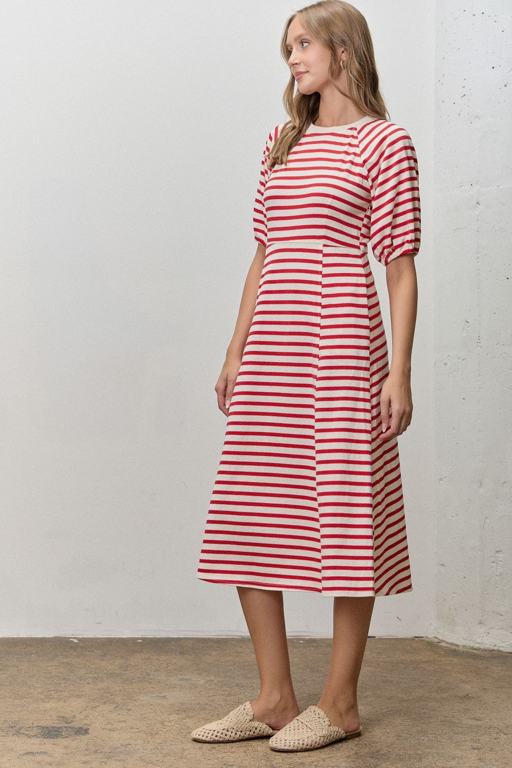 The Hayden Cotton Sweatshirt Dress in Red Stripes