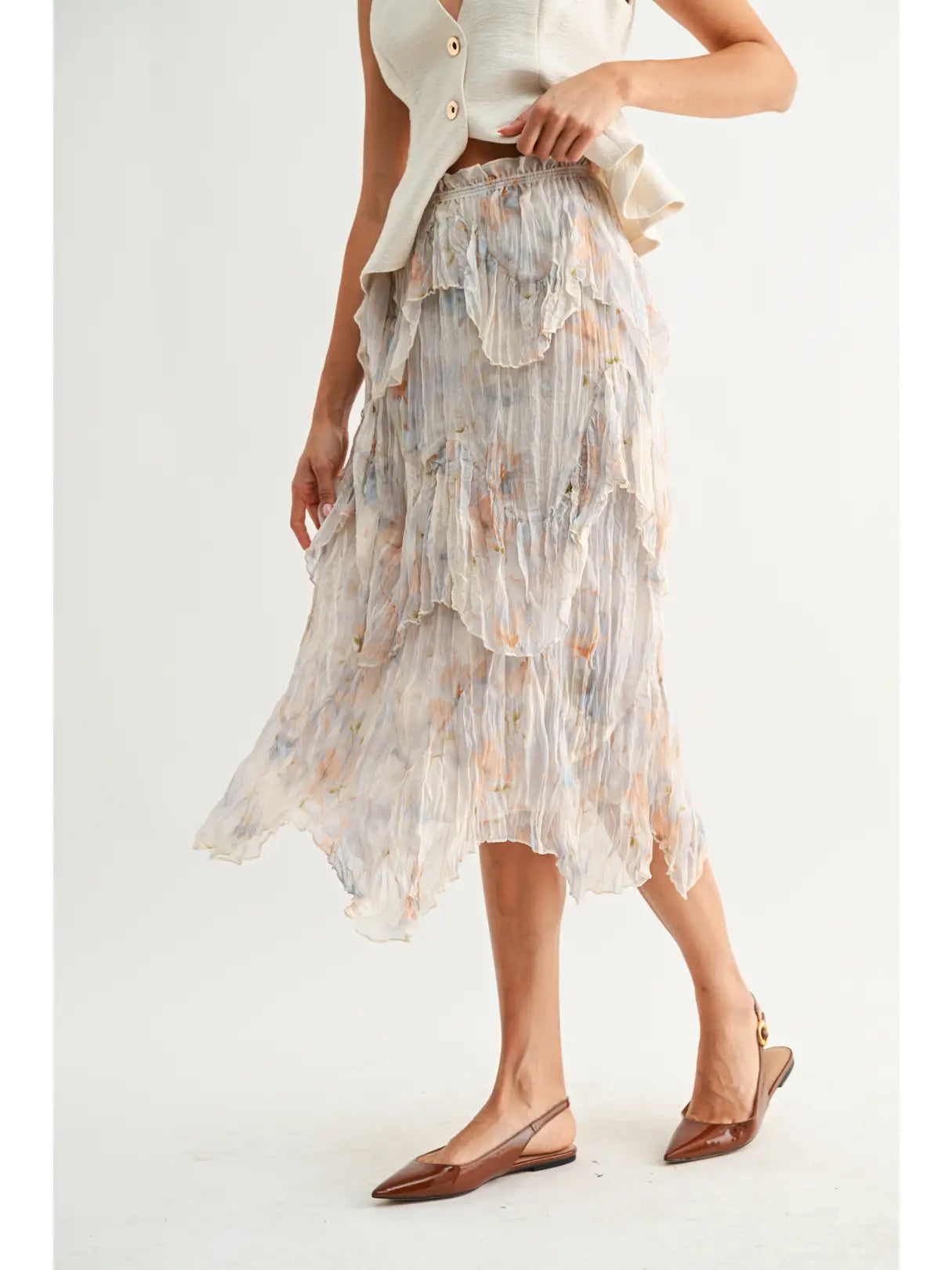 The Noa Layered Chiffon Midi Skirt