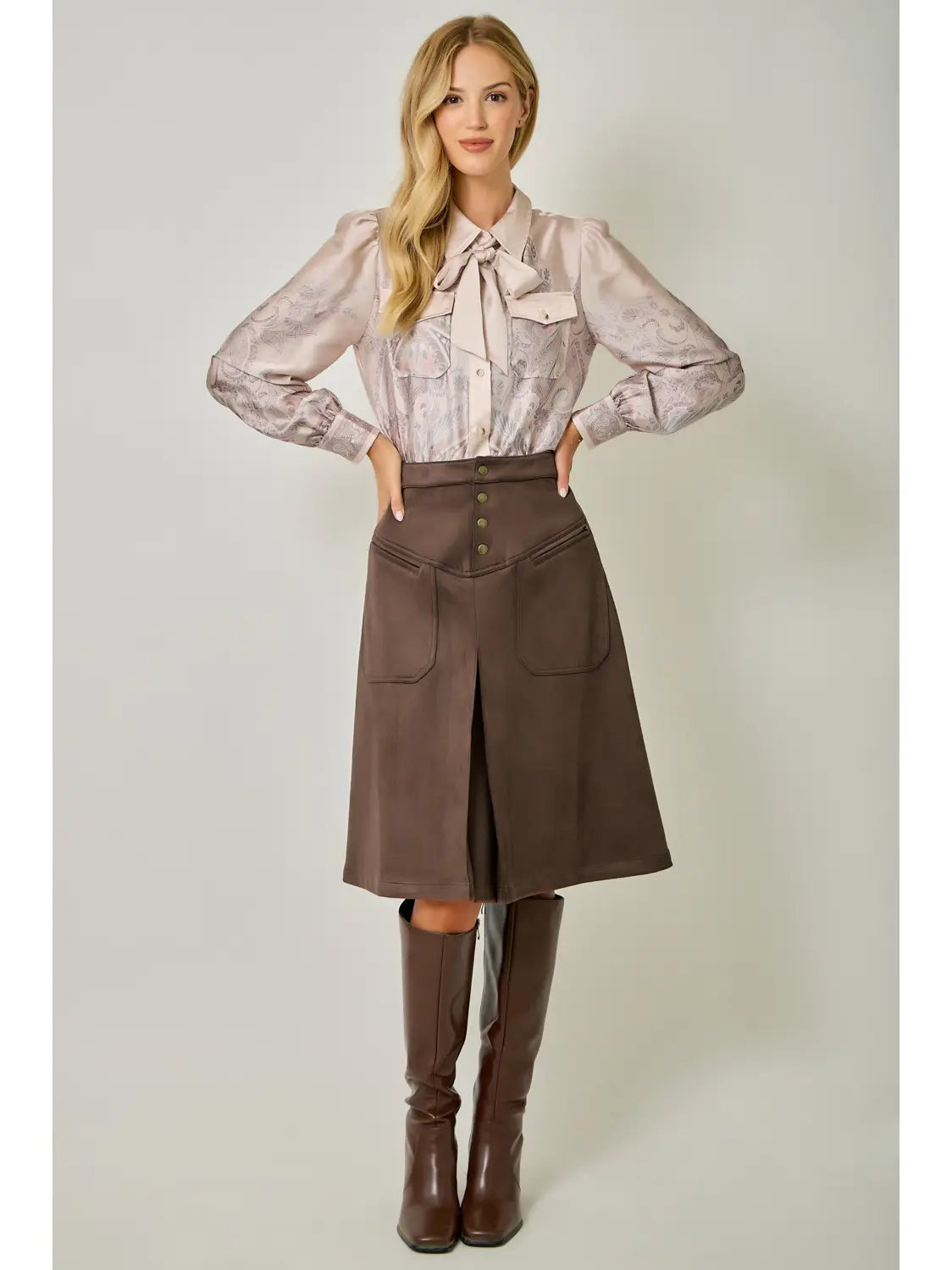 The Marlowe Skirt in Brown Suede