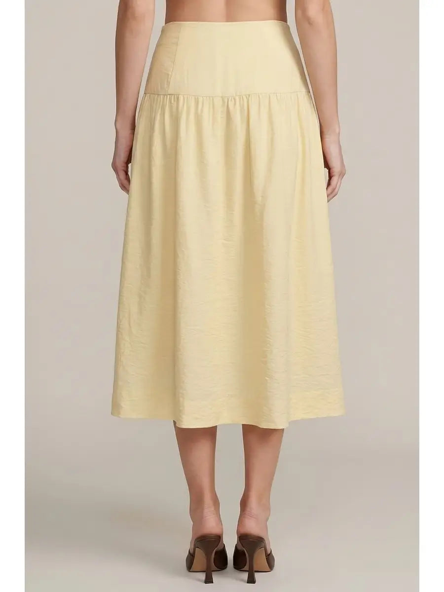 The Allison Basque Waist Skirt in Butter Yellow