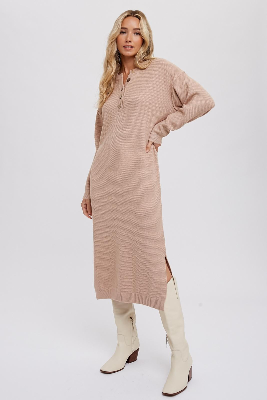 RESTOCKED - The Kennedy Knit Dress in Latte