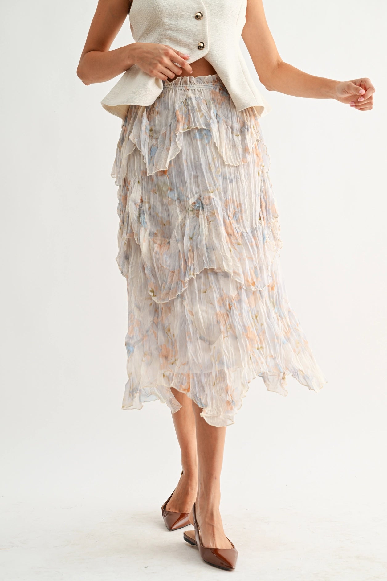 The Noa Layered Chiffon Midi Skirt