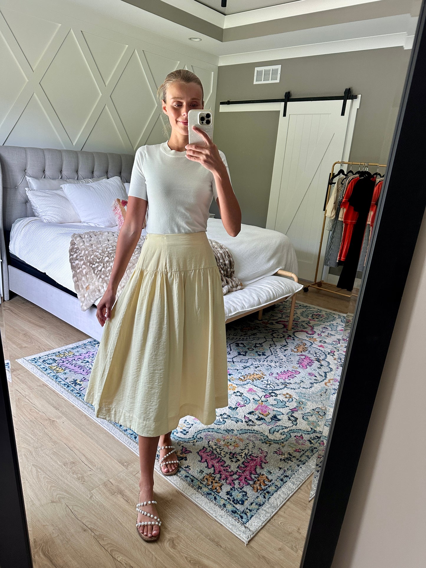 The Allison Basque Waist Skirt in Butter Yellow