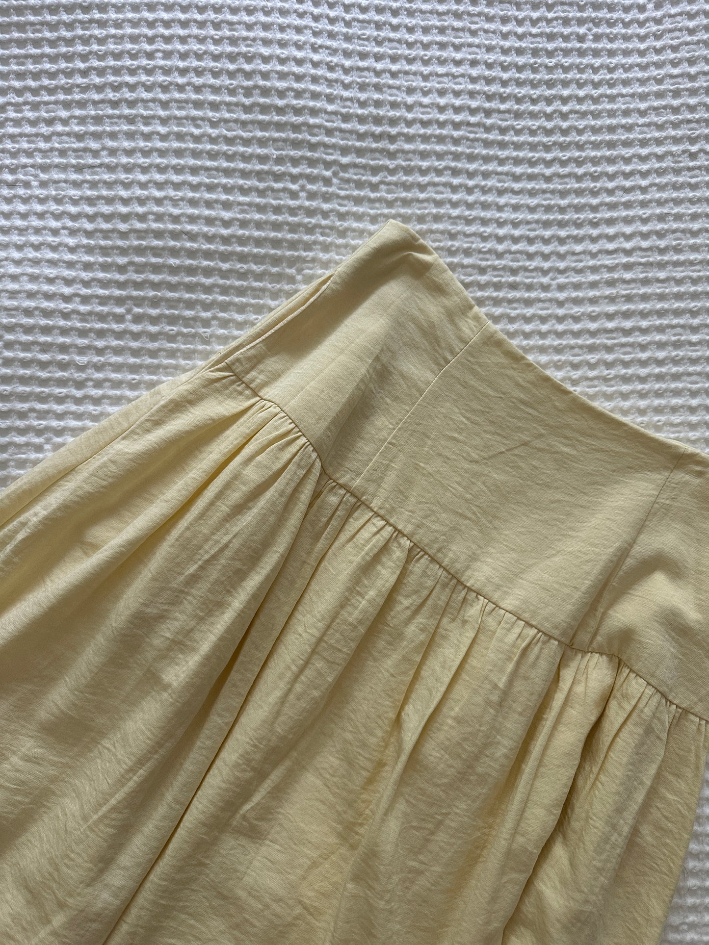The Allison Basque Waist Skirt in Butter Yellow
