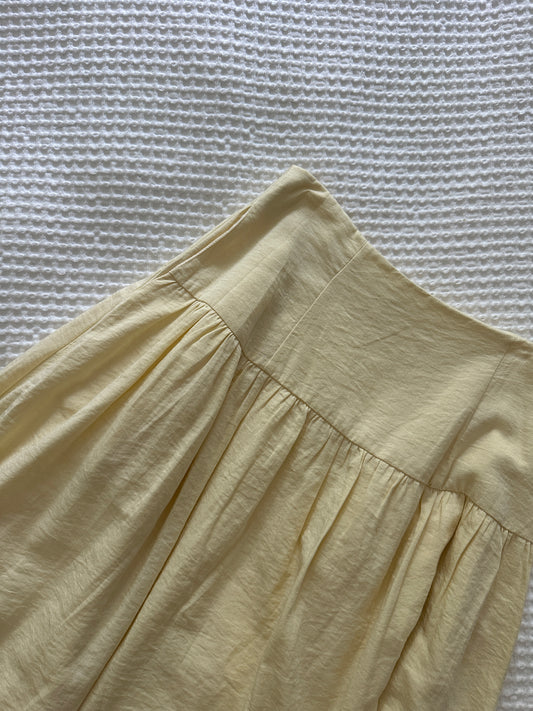 The Allison Basque Waist Skirt in Butter Yellow
