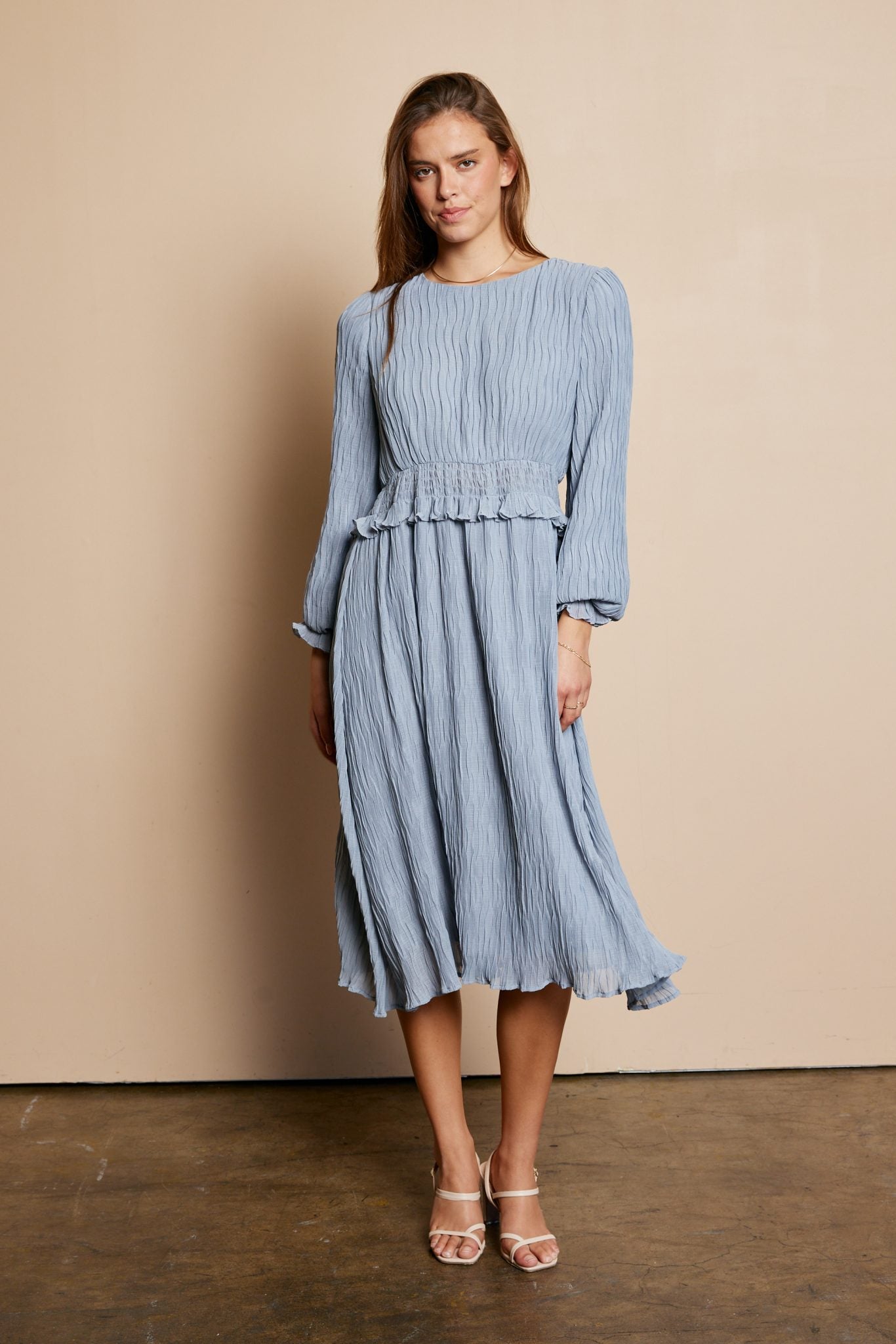 The Alani Ruffle Dress in Ice