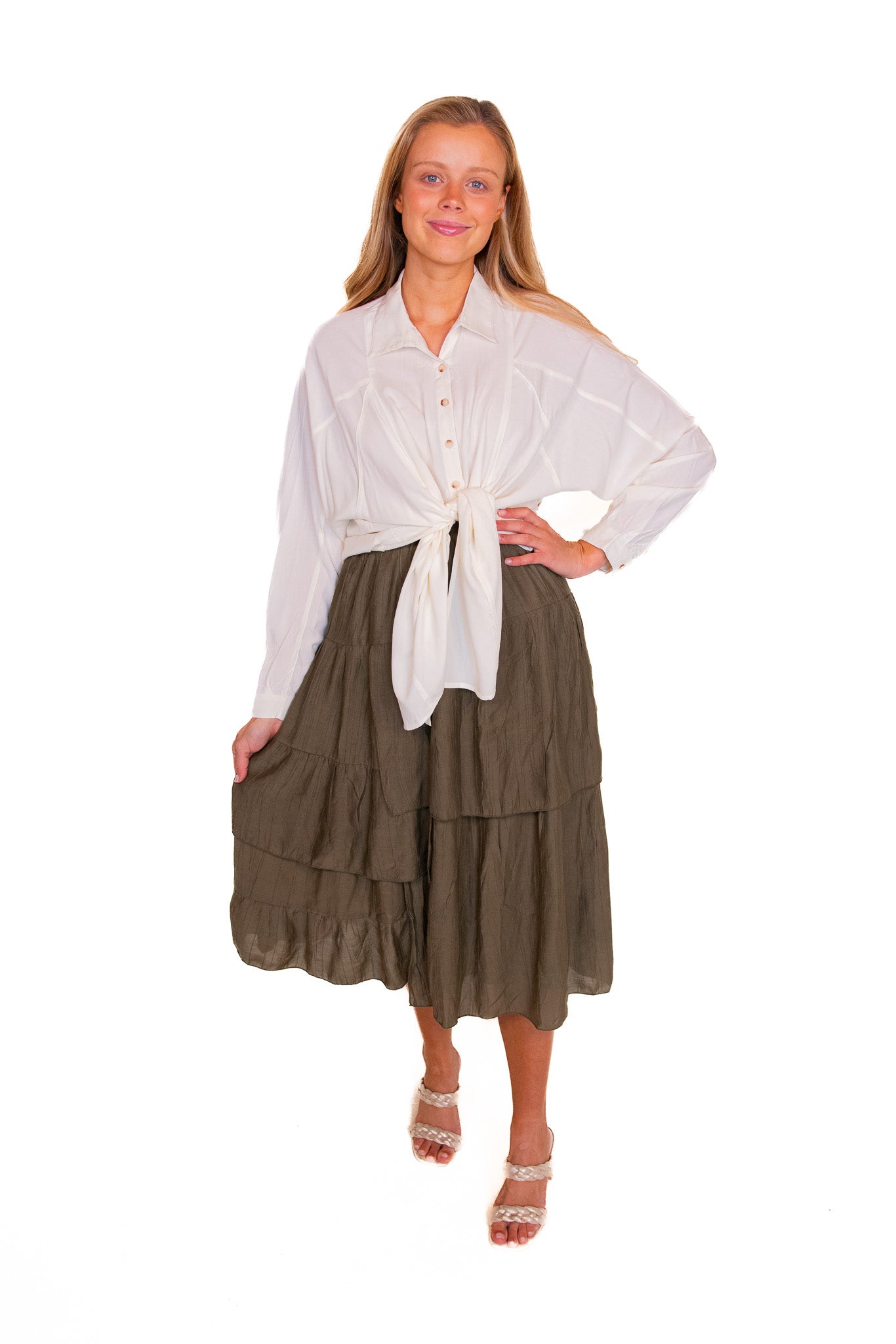 The Sasha Layered Skirt in Olive