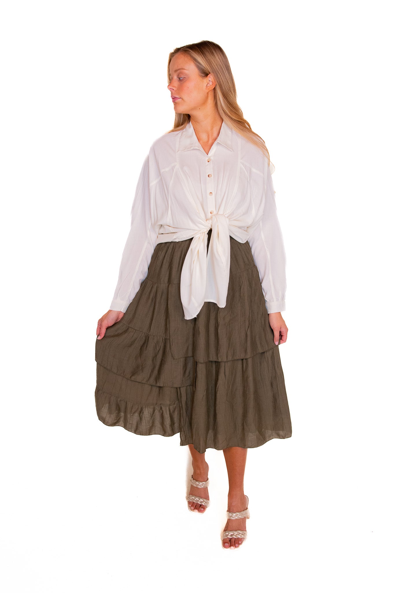 The Sasha Layered Skirt in Olive