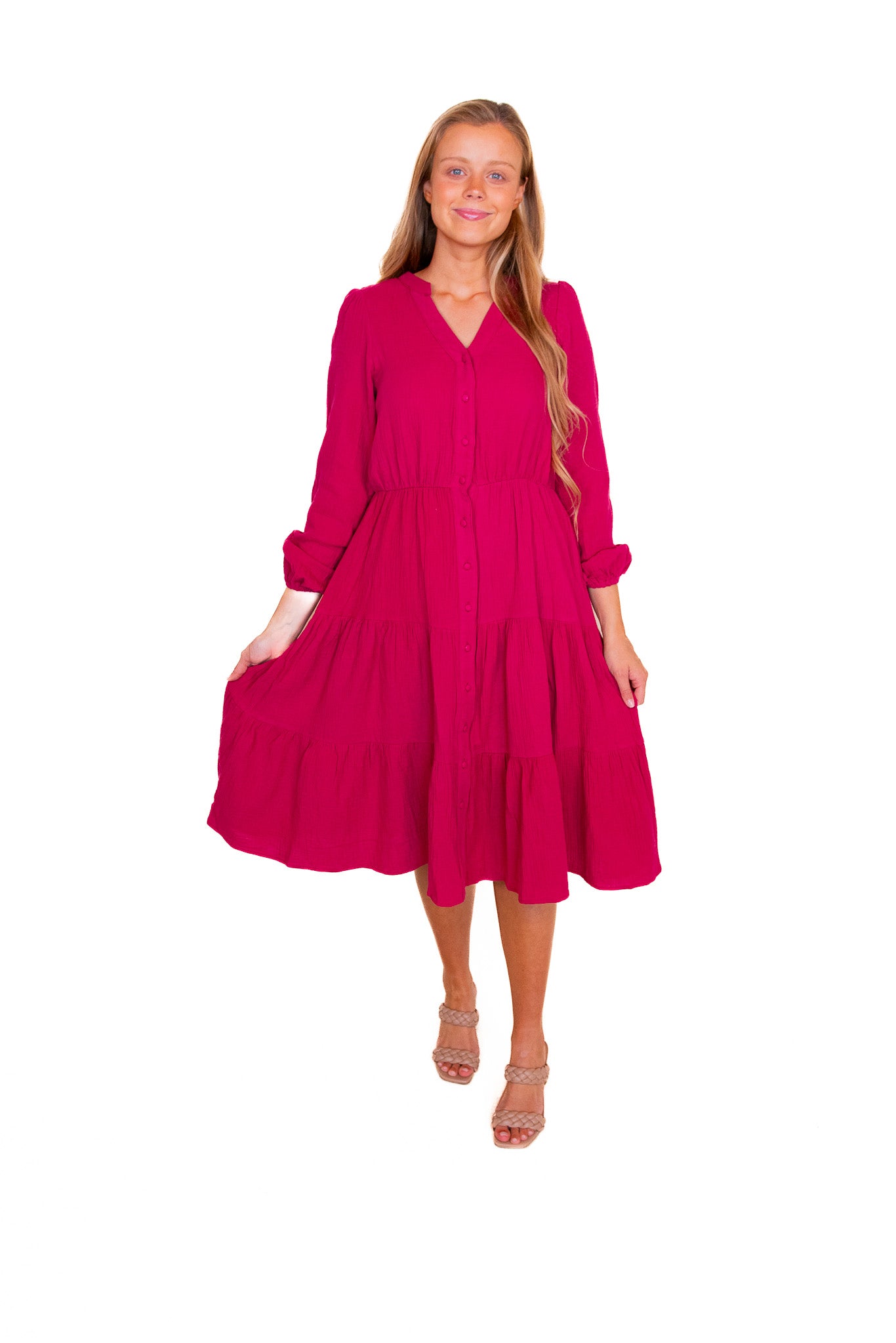 The Allison Dress in Raspberry