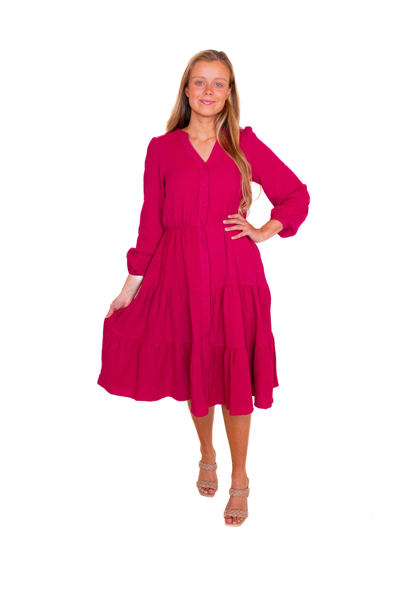 The Allison Dress in Raspberry