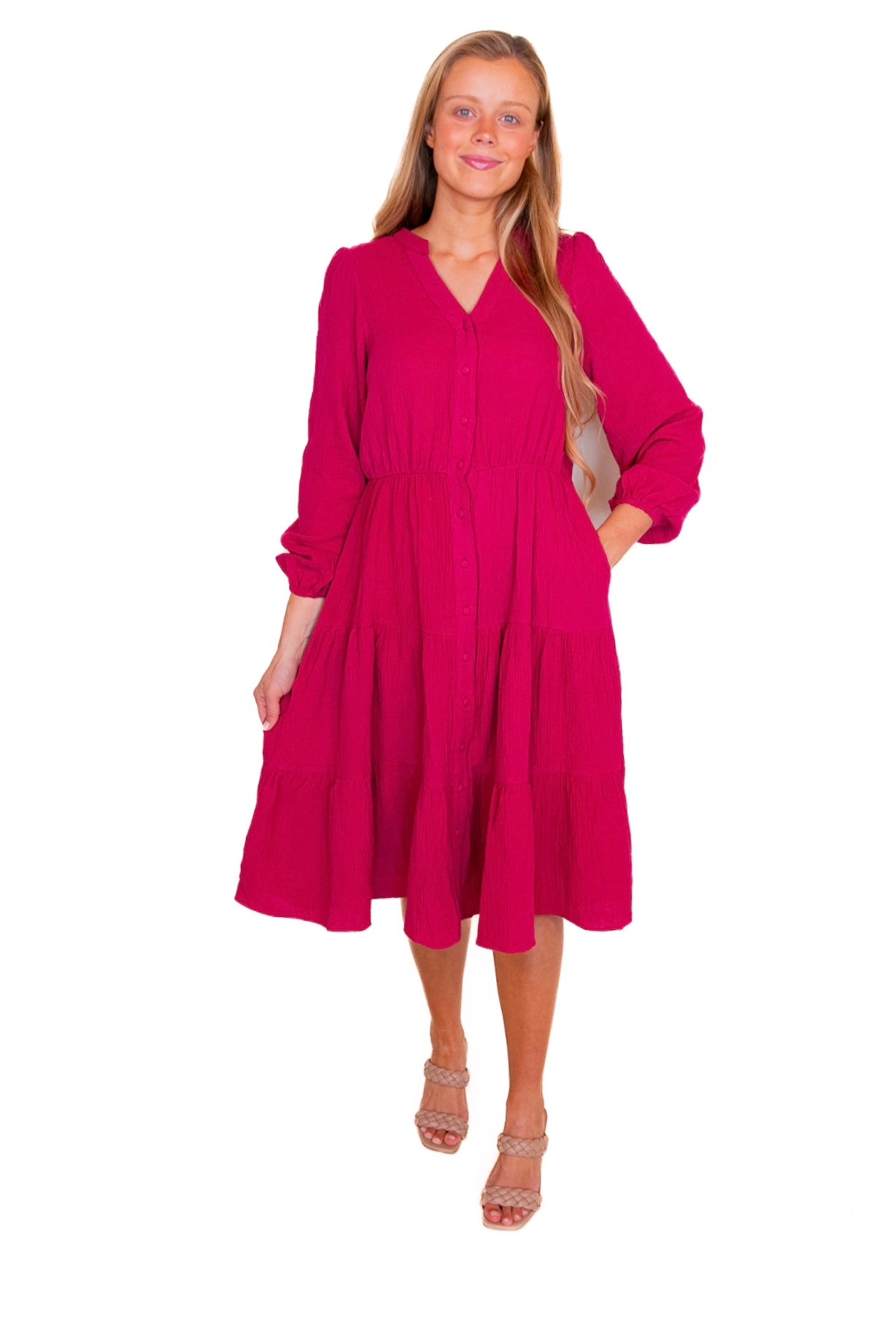 The Allison Dress in Raspberry