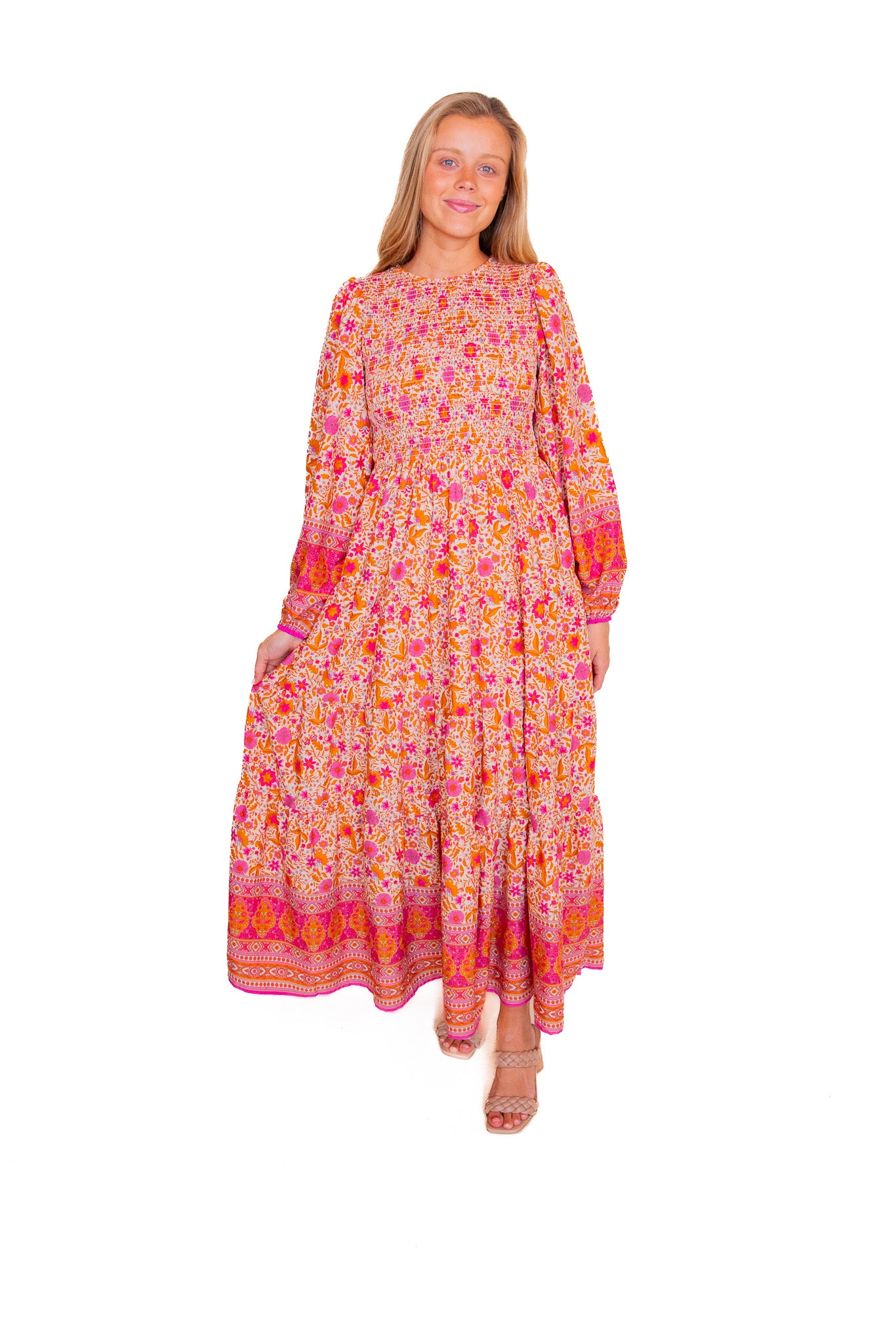 The Henley Boho Maxi Dress in Magenta