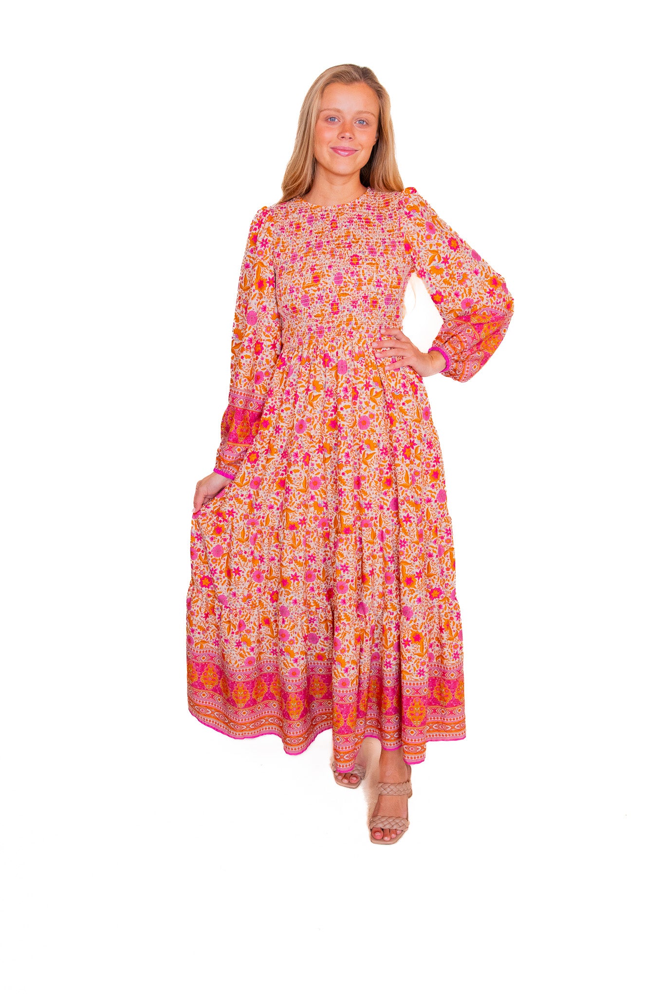 The Henley Boho Maxi Dress in Magenta