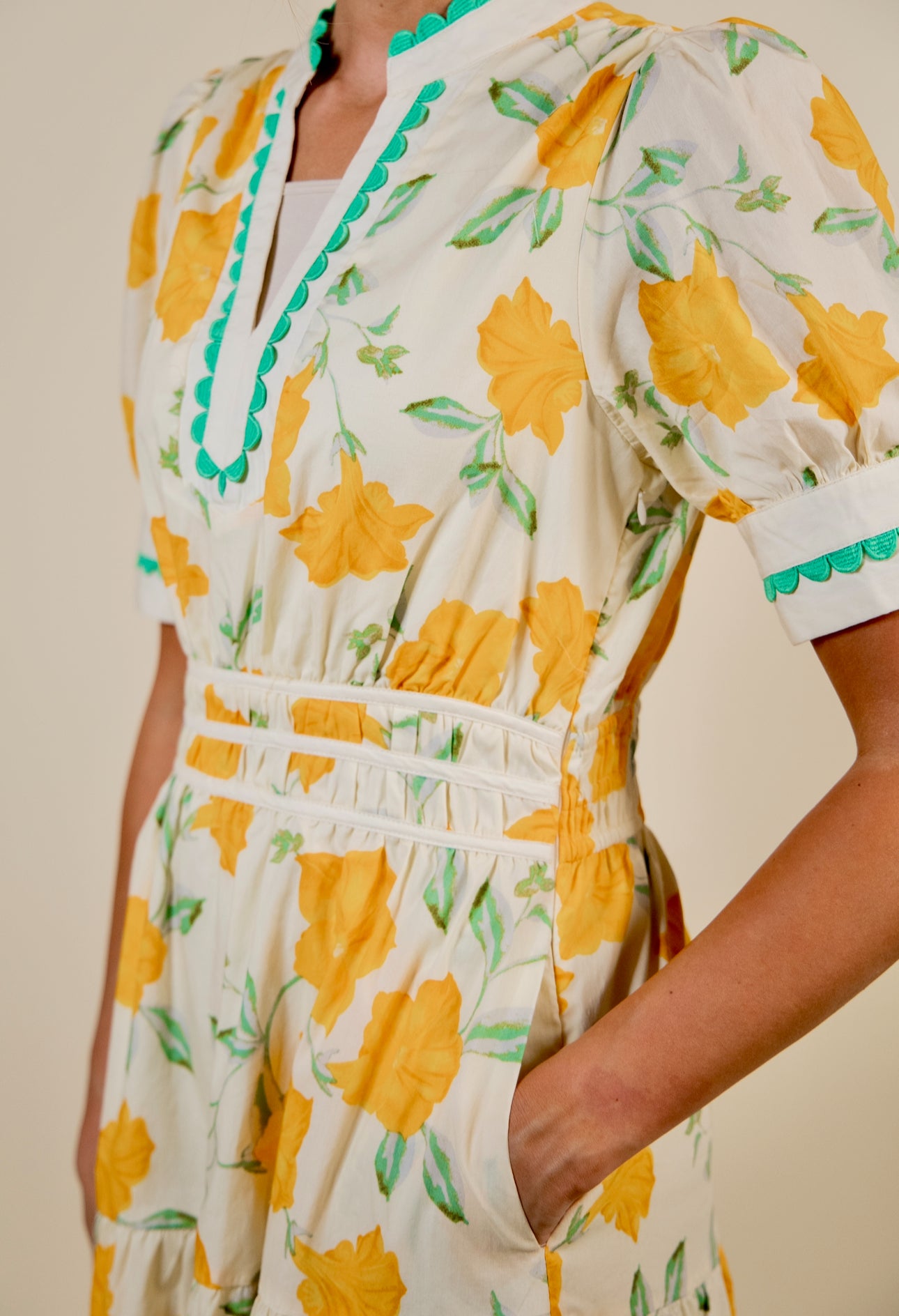 The Mae Scalloped Trim and Yellow & Green Floral