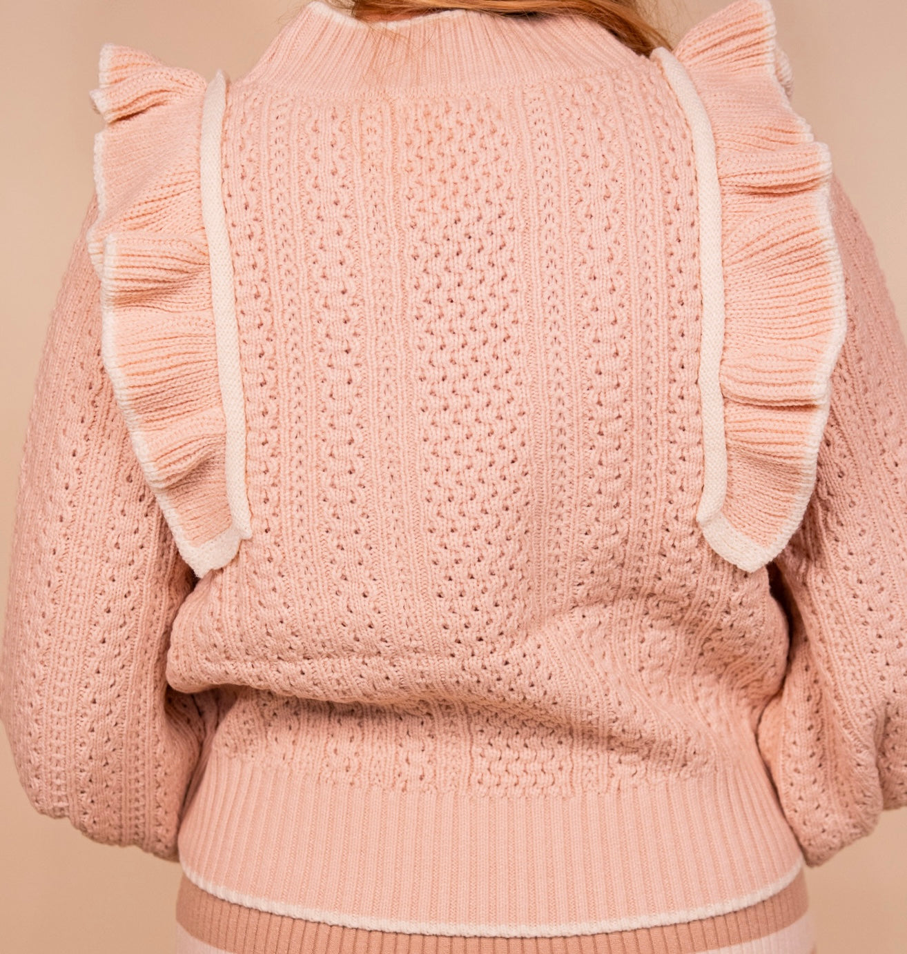 The Piper Ruffle Knit Sweater in Ballerina Pink