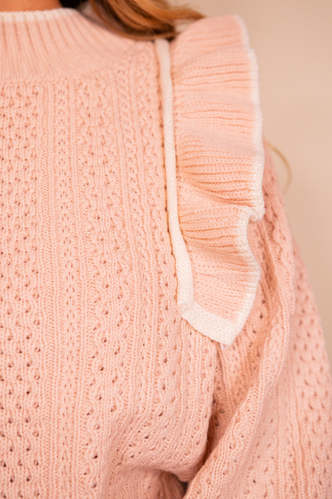 The Piper Ruffle Knit Sweater in Ballerina Pink