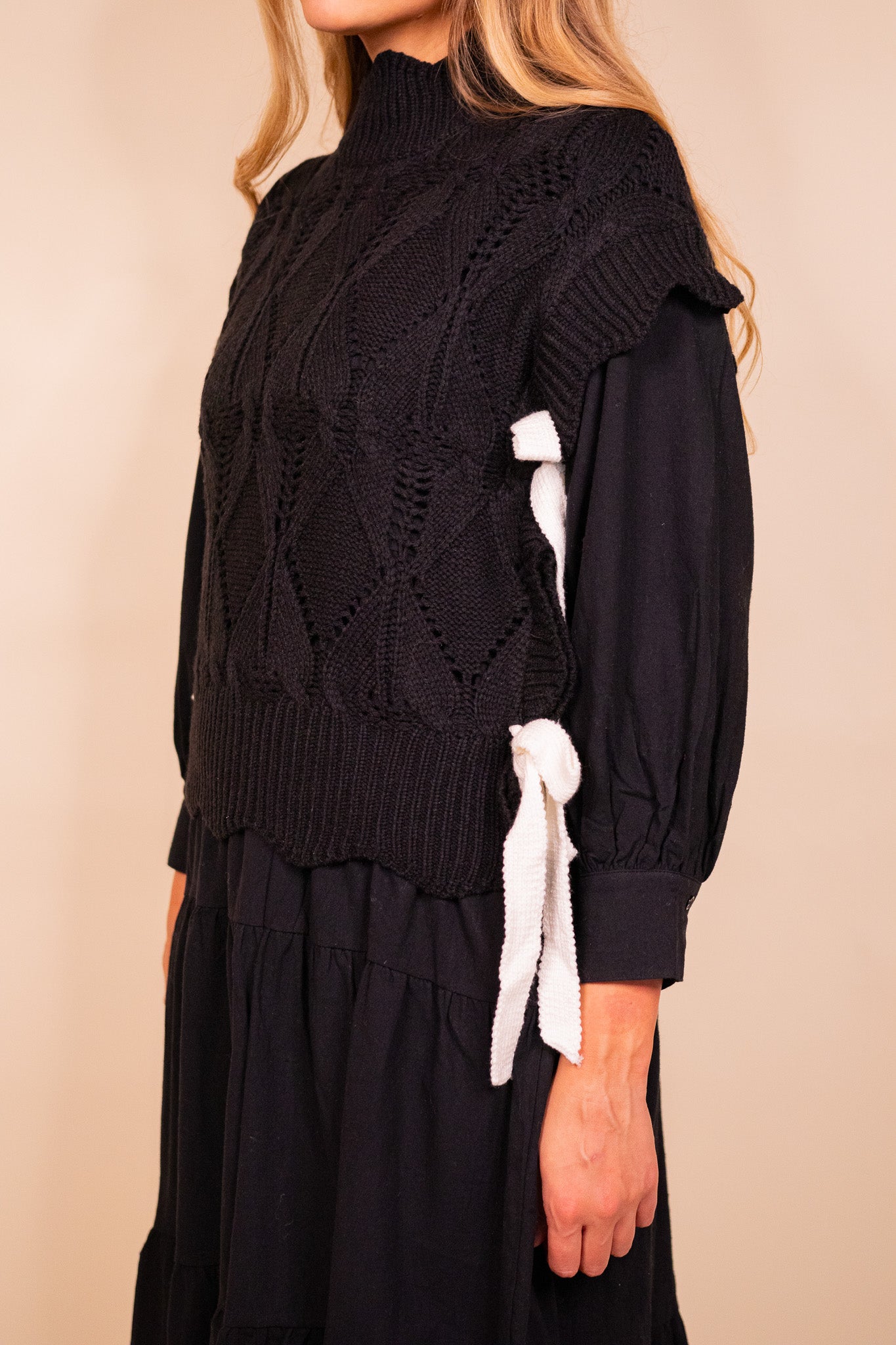 The Ellie Knit Sweater Vest in Black