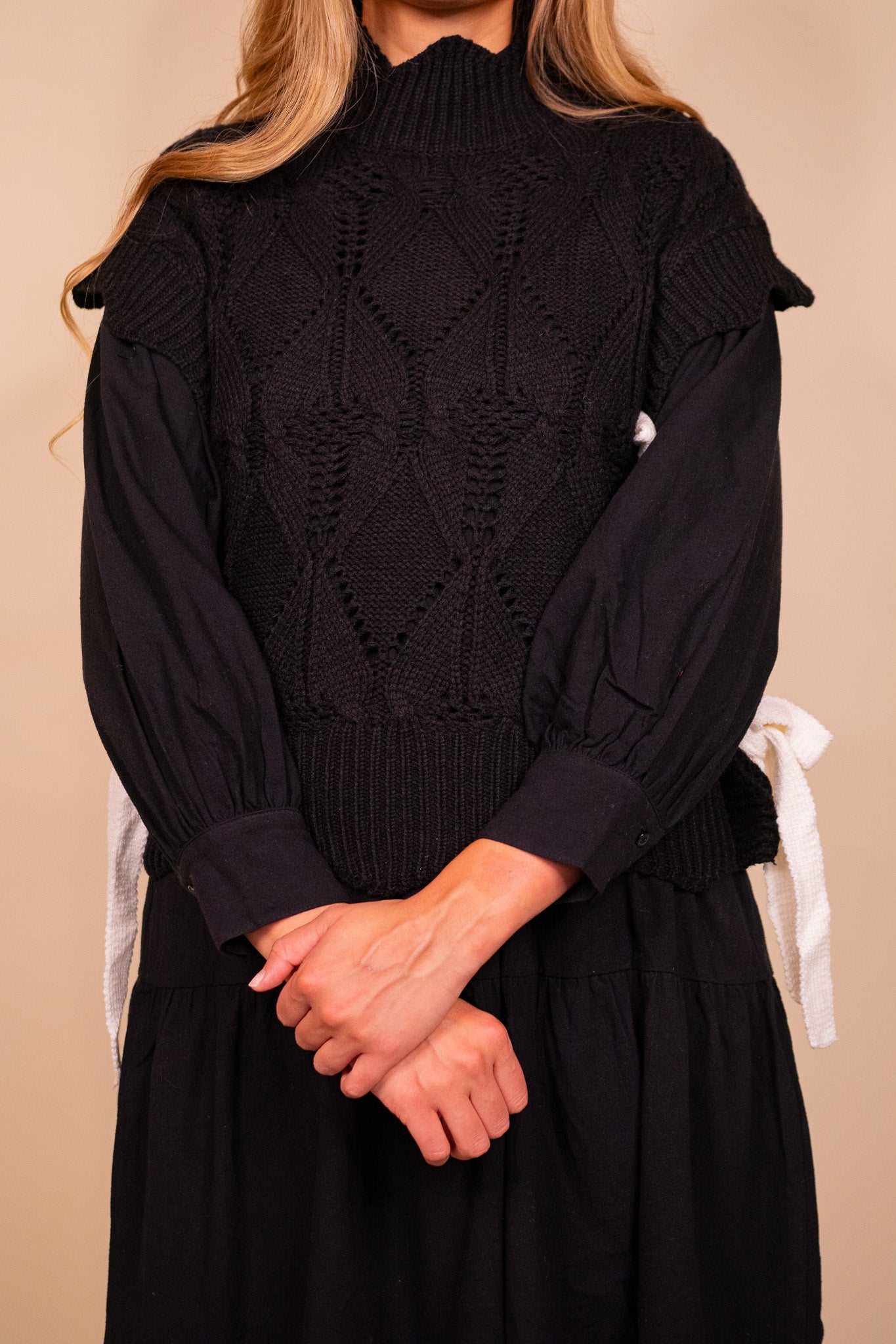 The Ellie Knit Sweater Vest in Black